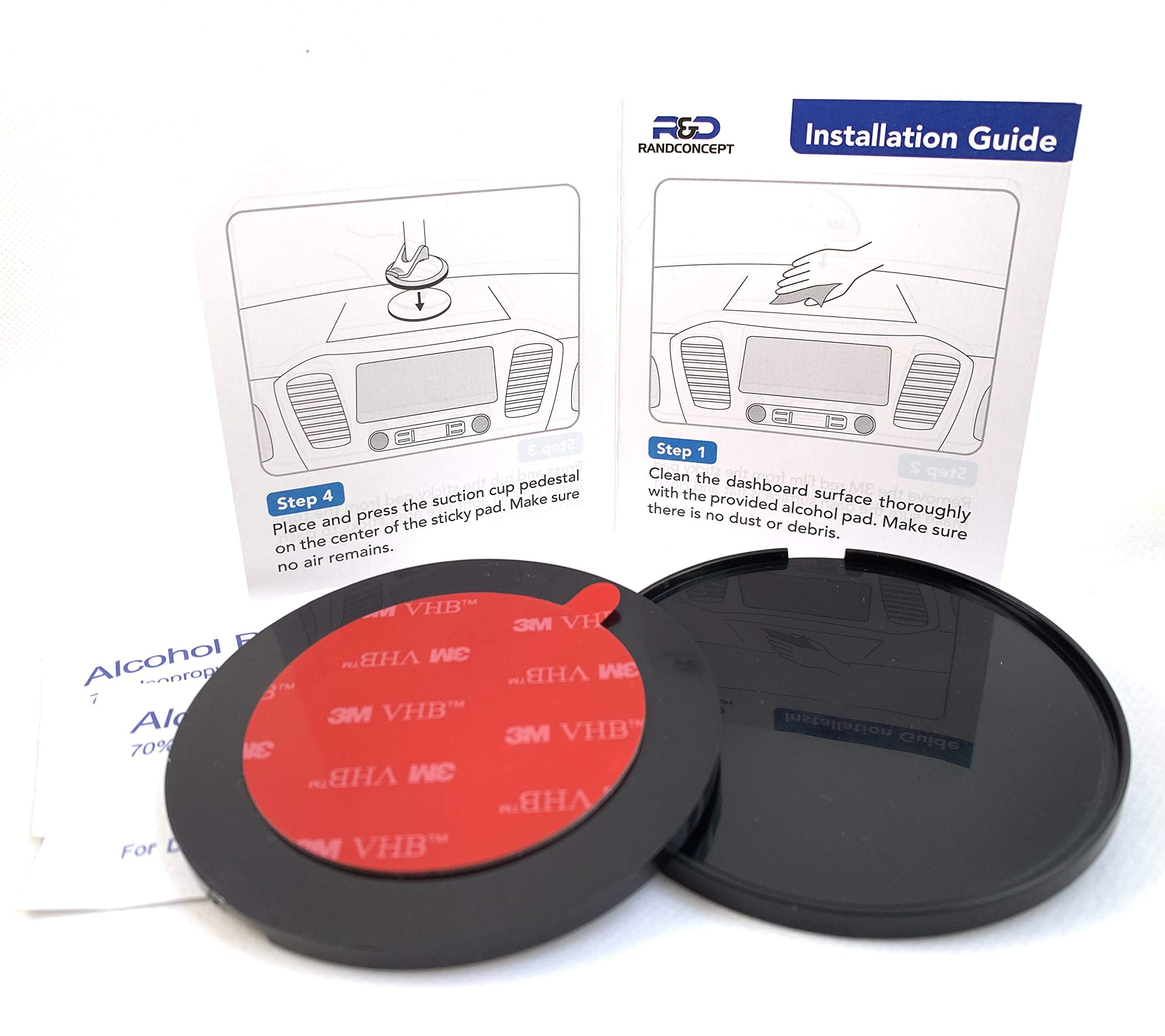 Randconcept   80Mm Adhesive Dashboard Pad Mounting Disk With Adhesive For Suction Cup Phone Mount & For Garmin Gps Suction Mount