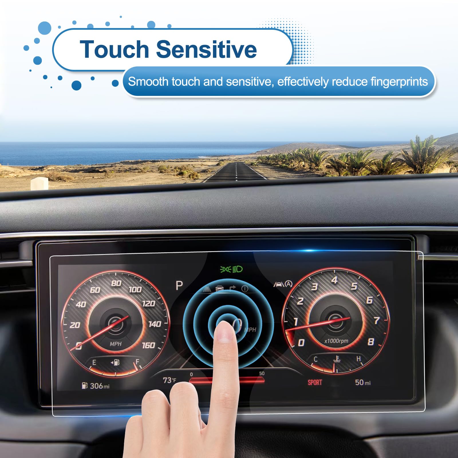 Coleya 2022 2023 2024 Santa Cruz Screen Protector For Hyundai Santa Cruz Digital Instrument Cluster, 2023 Santa Cruz Tempered Gl