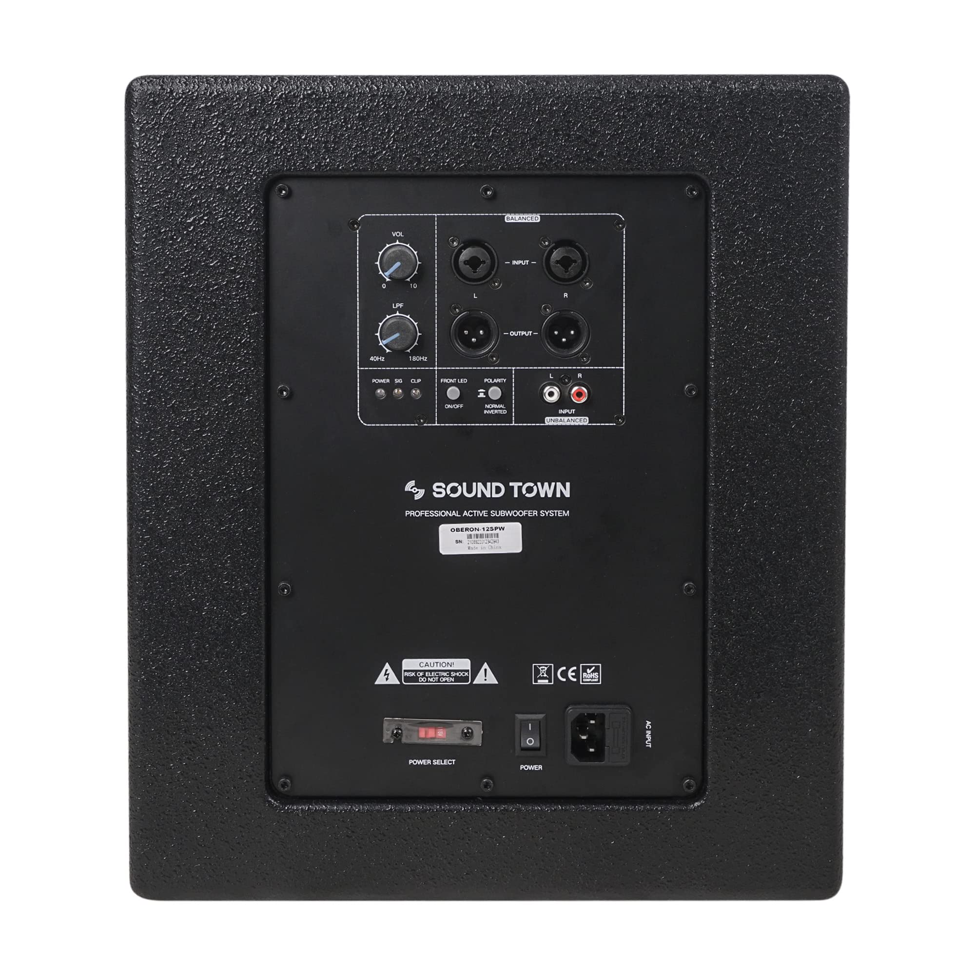 Sound Town Oberon Series 12'' 800W Powered Pa/Dj Subwoofer With Class D Amplifier, Lpf, Plywood, Black (Oberon 12Spw)