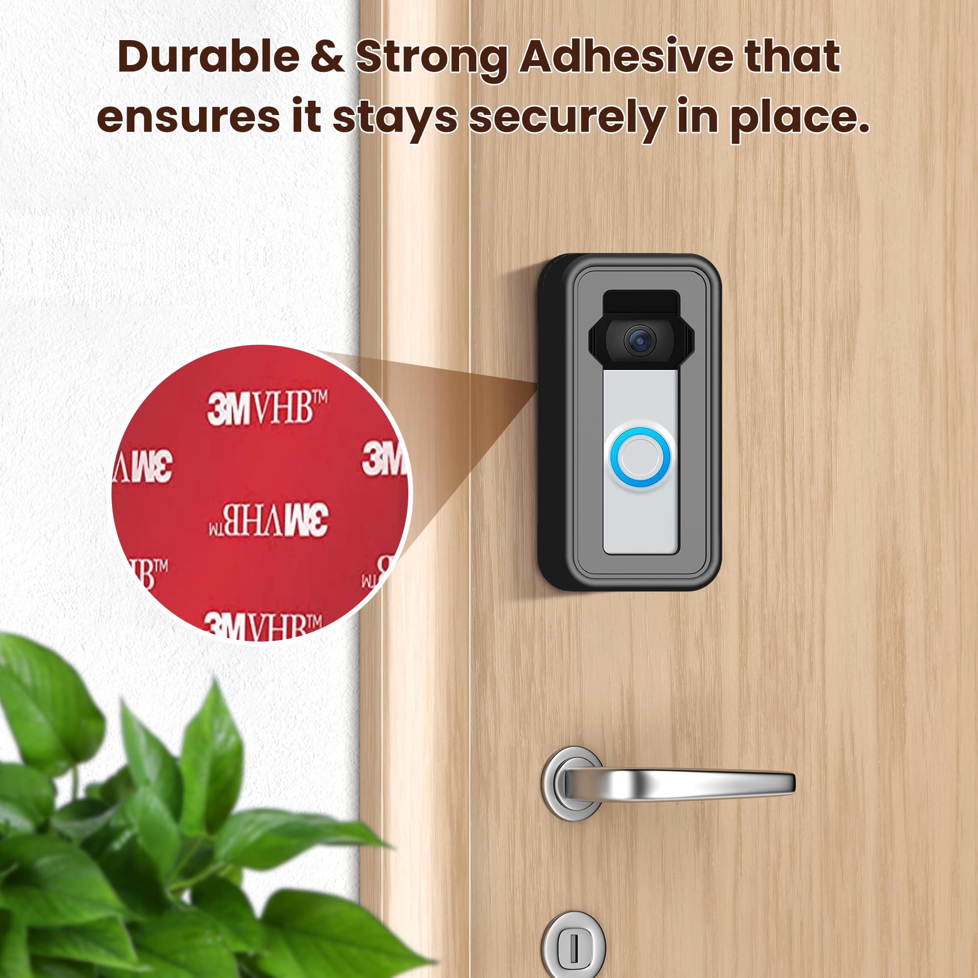 Adhesive Mount Compatible With Video Doorbell, Strong Adhesive Durable No Drill Mounting Bracket Case Cover Holder For Doorbell