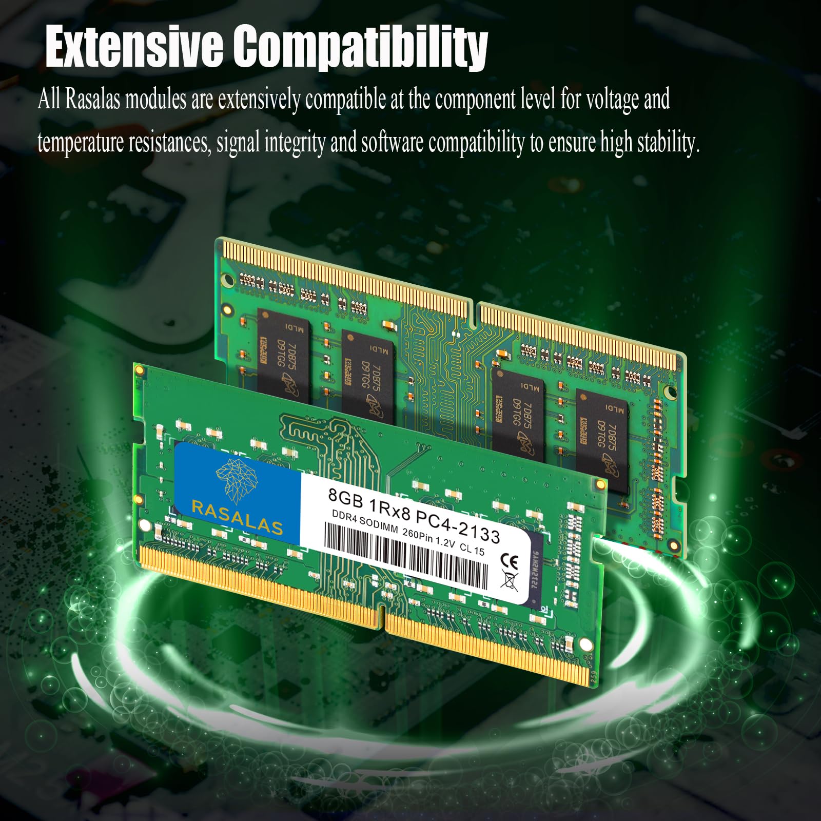 Rasalas 8Gb Ddr4 2133Mhz Pc4 17000 Non Ecc Unbuffered 1.2V Cl15 1Rx8 Pc4 2133P Laptop Ram Upgrade