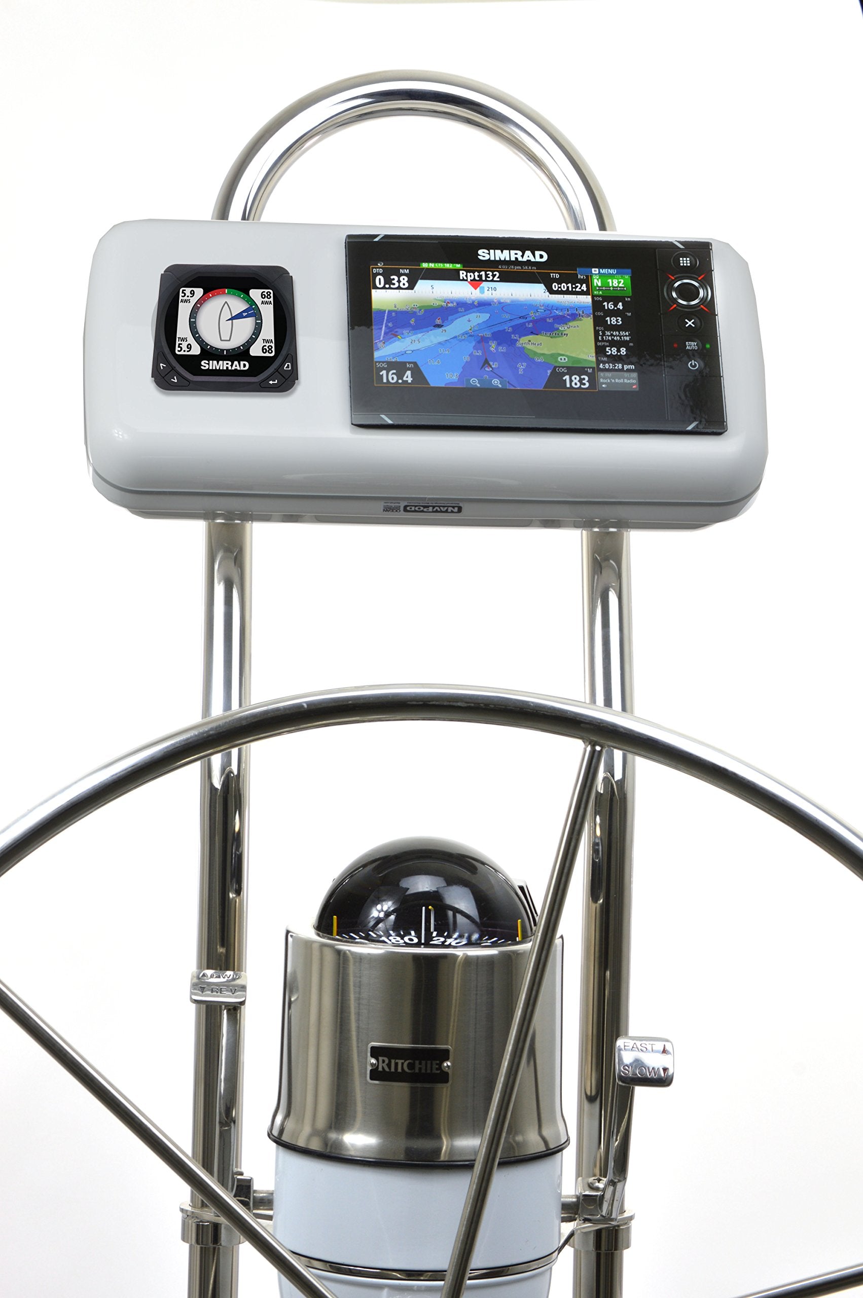 Navpod Gp1516 Systempod Pre Cut For Simrad Nss7 Evo2/B&G Zeus2 7 And 1 Inst. (3.6'' Hole) For 9.5'' Wide Guard