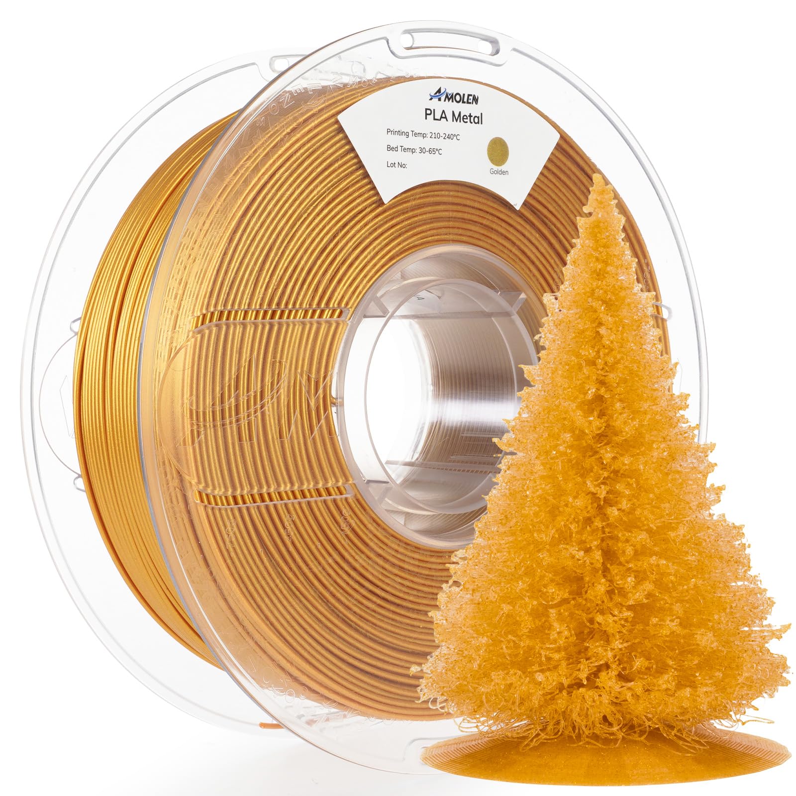 AMOLEN 3D Printer PLA Filament 1.75mm, True High Speed 500mm/s Filament Gold PLA, Smooth & Non-Tangle, Dimensional Accuracy +/- 