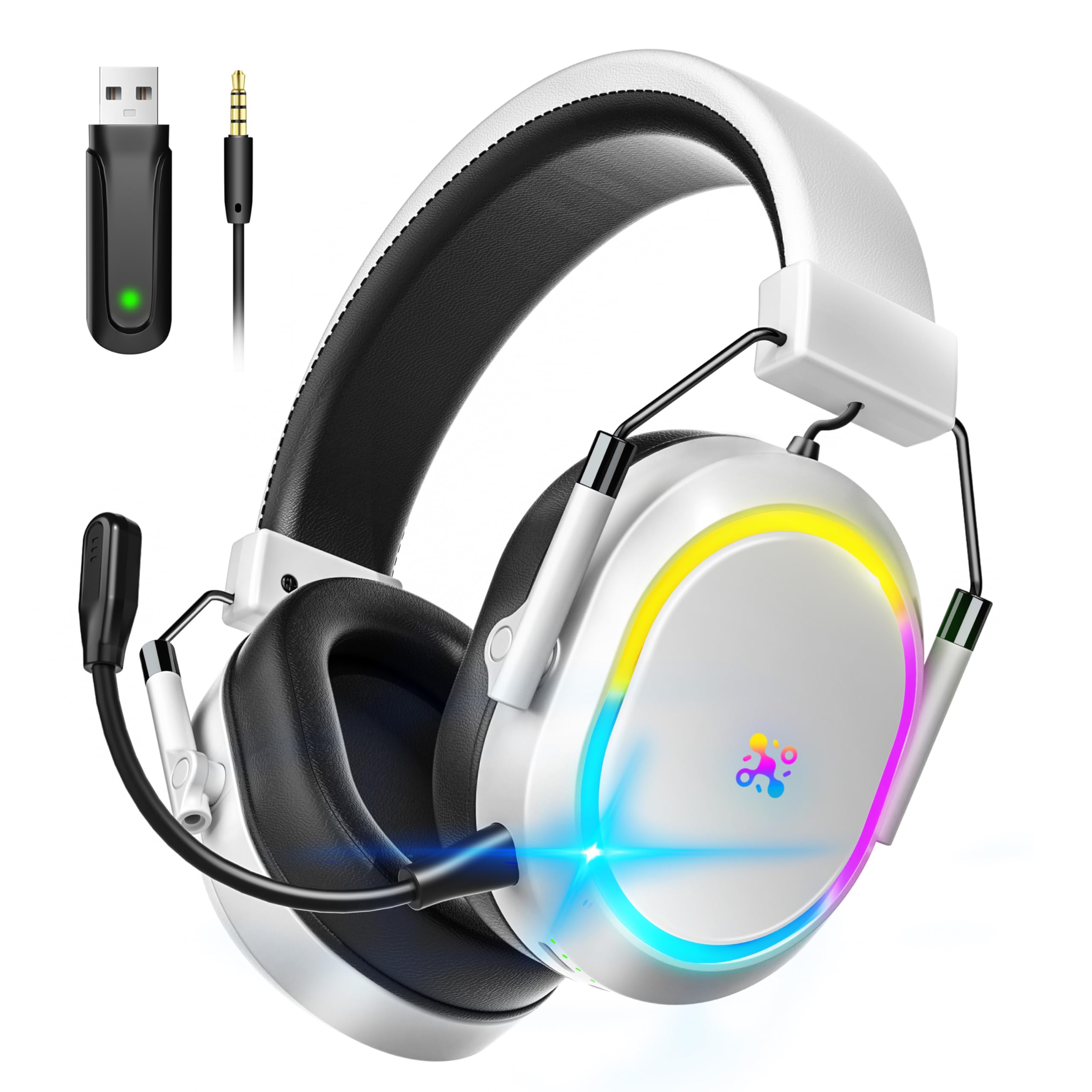 Wireless Gaming Headset For Ps5 Ps4, Bluetooth 2.4Ghz Headphones With Noise Cancelling Mic, 23Ms Low Latency Audio, 50+ Hrs & Su