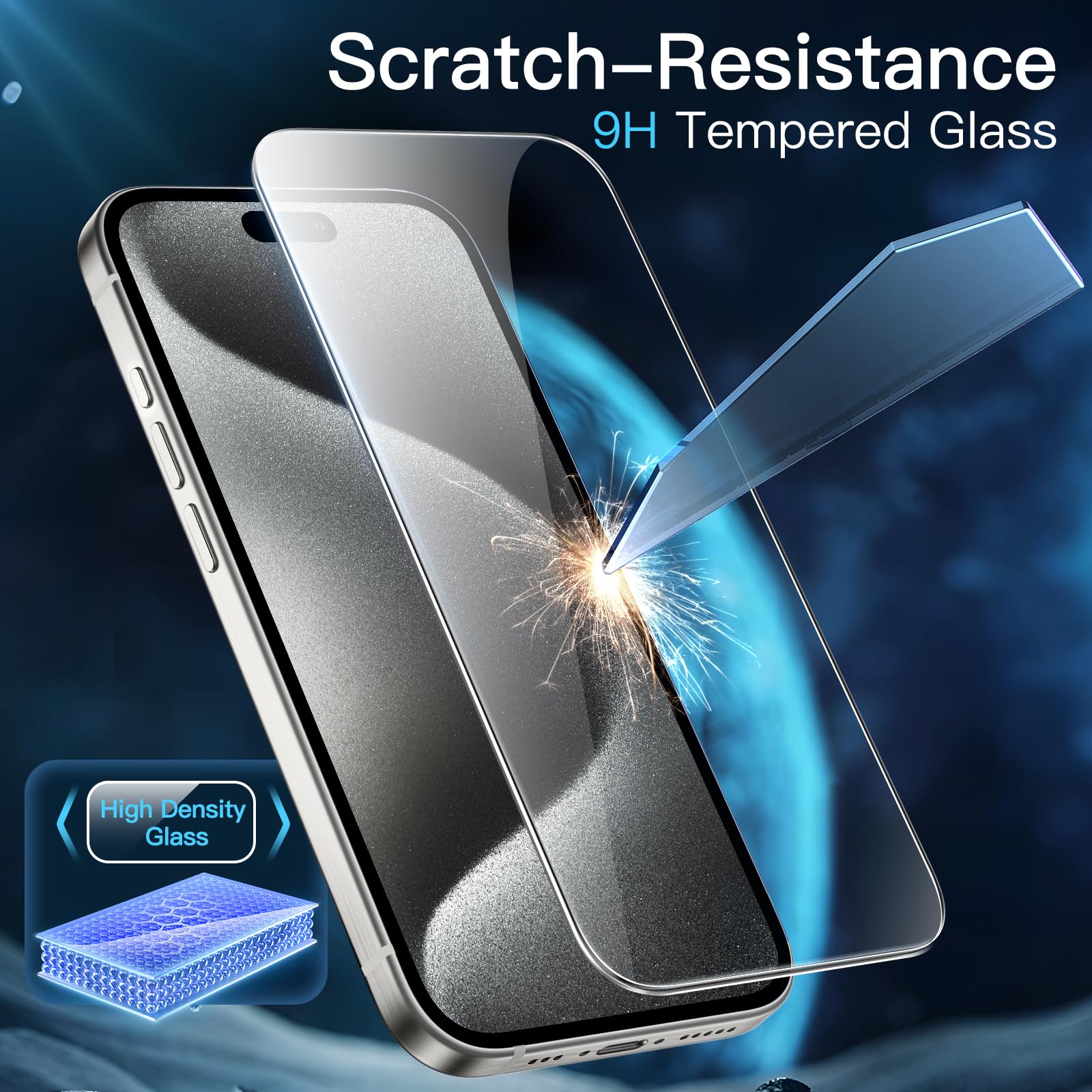 Jetech Screen Protector For Iphone 15 Pro 6.1 Inch, Bubble Free, Tempered Glass Film With Easy Installation Tool, Case Friendly,