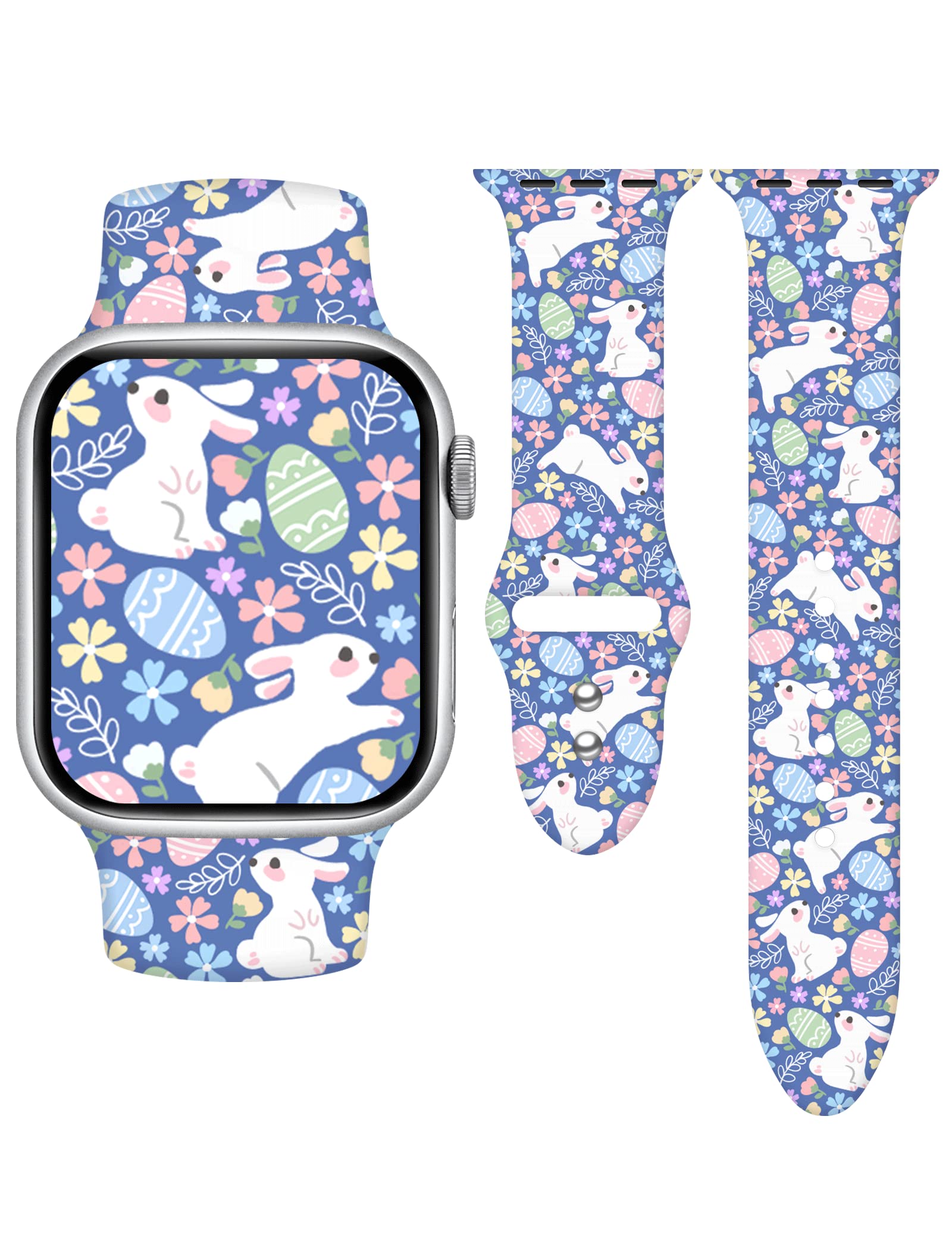 Toxxu Easter Bunny Watch Band Compatible With Apple Watch 49Mm 45Mm 44Mm 42Mm 41Mm 40Mm 38Mm For Women Men, Cute Bunny Eggs Sili