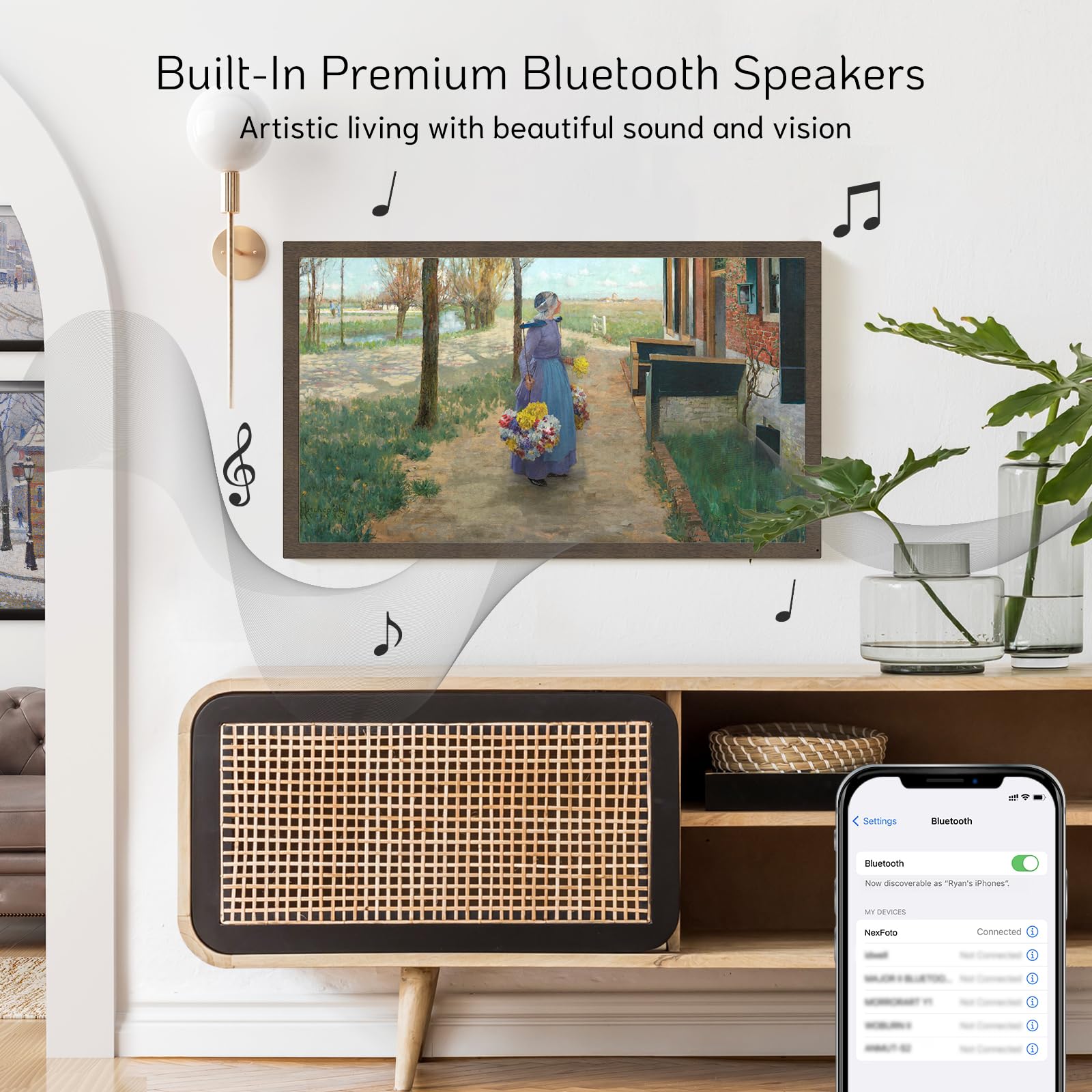 Nexfoto 32 Inch 64Gb Extra Large Digital Picture Frame Bluetooth Speakers, Wifi Digital Photo Frame Fhd Light Sensor, Remote Con