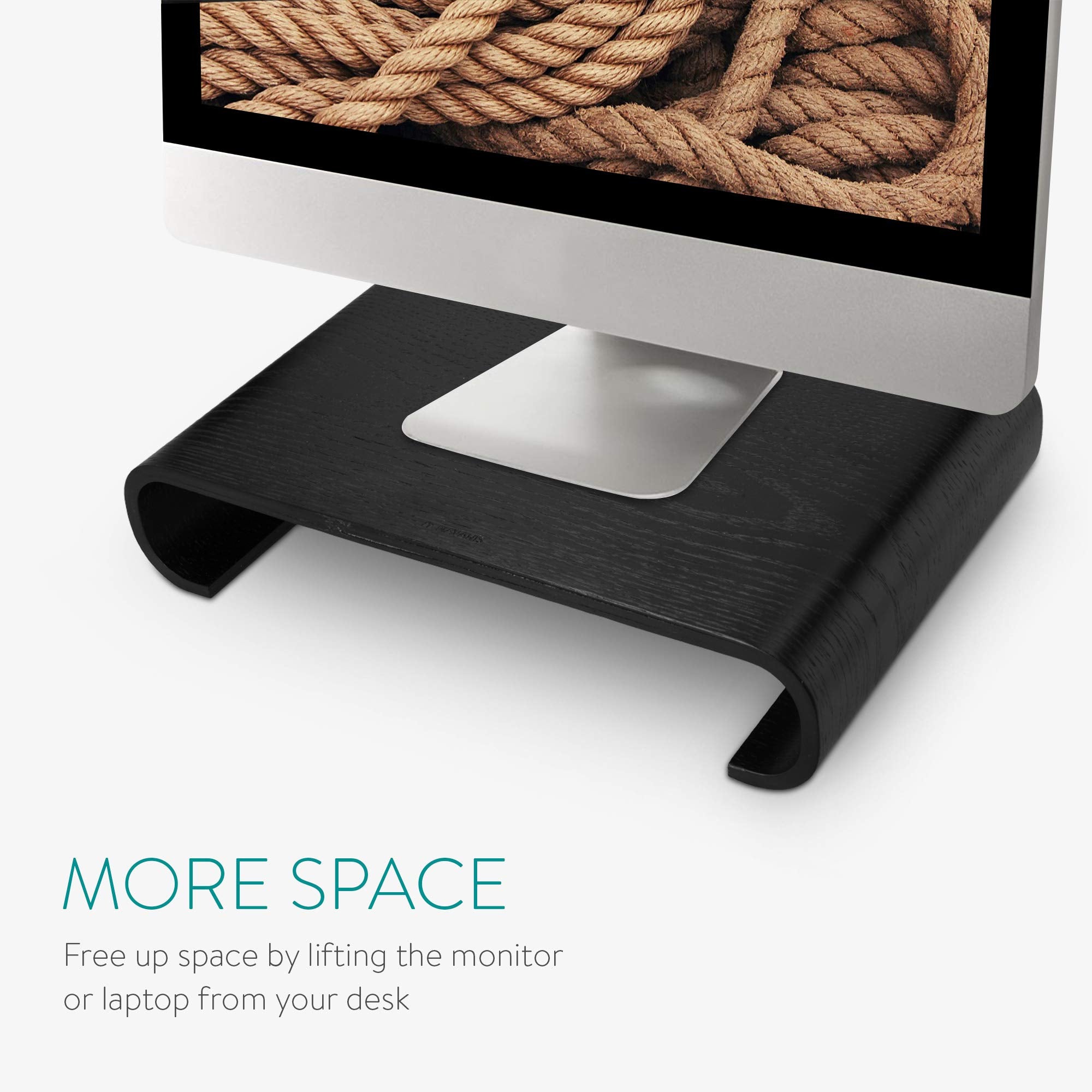 Navaris Wood Monitor Stand Riser   Computer Desk Organizer Desktop Dock Wooden Mount Display For Pc Tv Screen Notebook Laptop