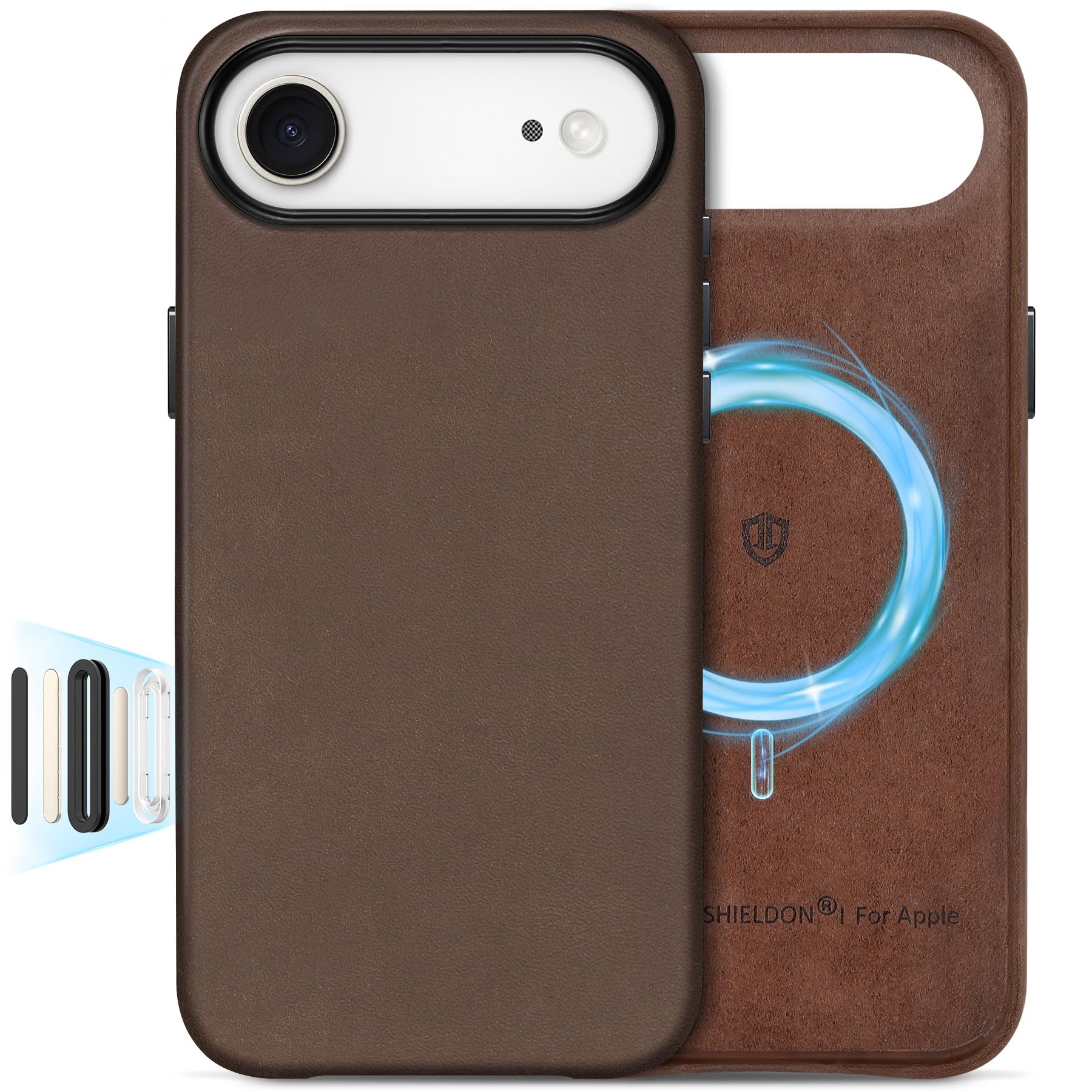 SHIELDON Case for iPhone Air 6.5  2025, Top Grain Crazy Horse Leather, Compatible with Magsafe, Updated Camera Button, Slim Magn