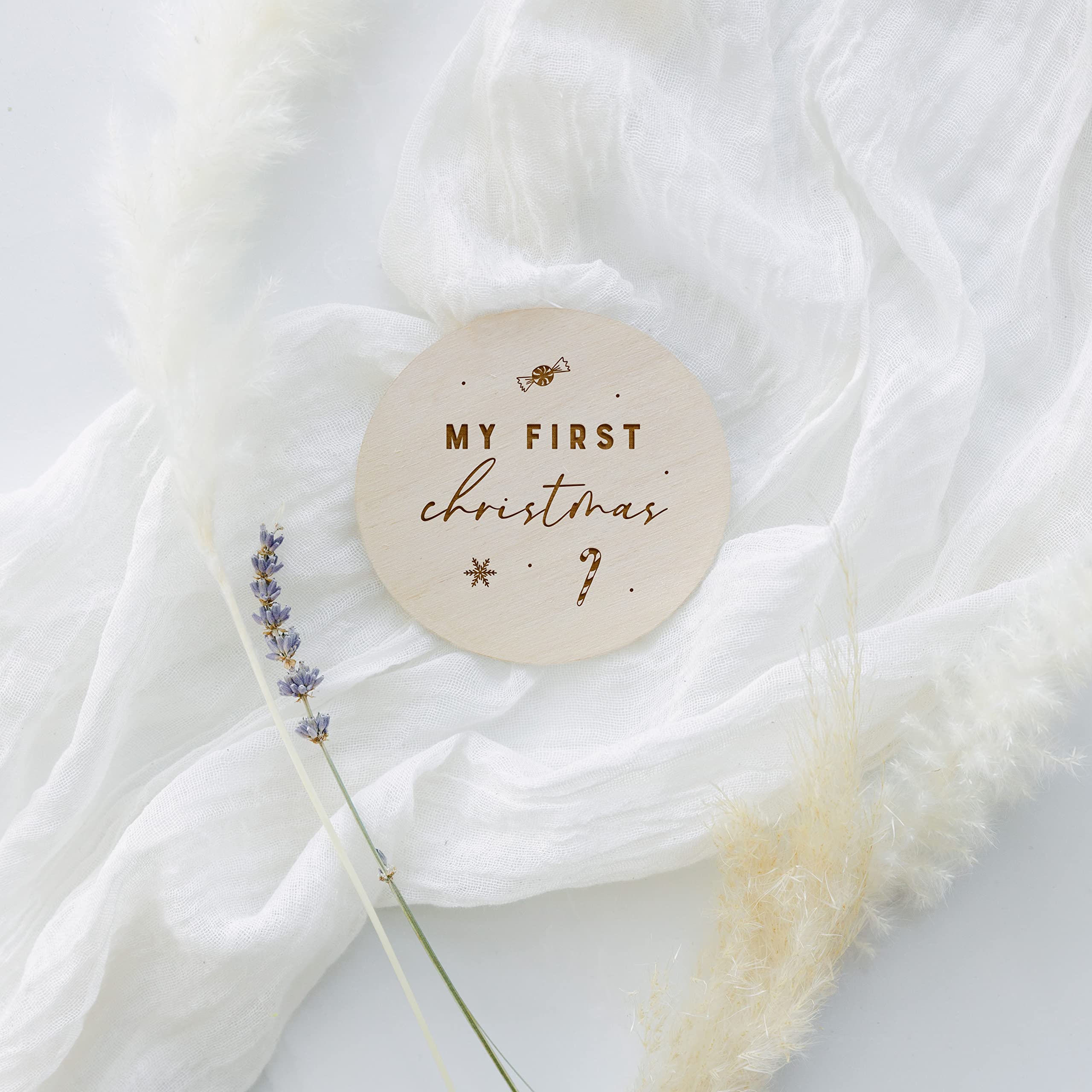 The Cotton & Canvas Co. My First Christmas Wooden Milestone Card, Baby'S First Year, Baby'S First Holiday, Baby Shower, Newborn,