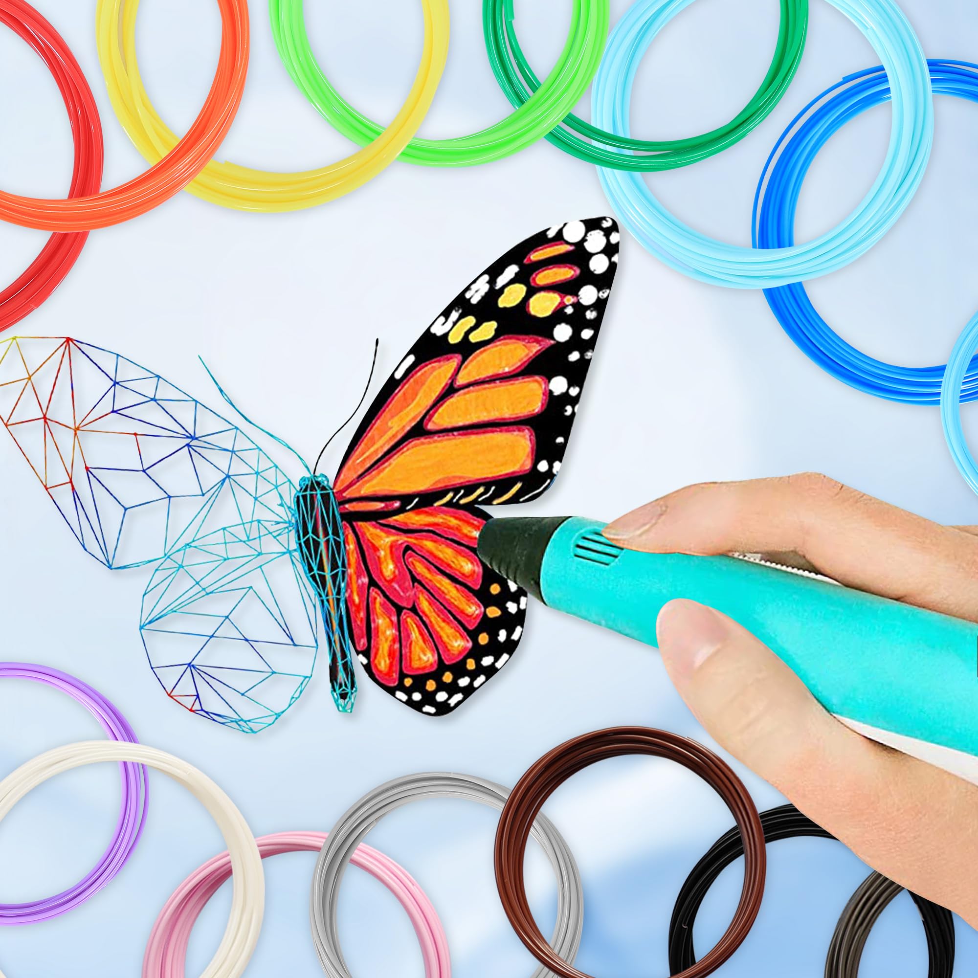 Mika3D 3D Pen 3D Printer Pla Filament Refill, 16 Colors 1.75Mm Pla Filament Pack, High Precision Diameter Filament, Each Color 1