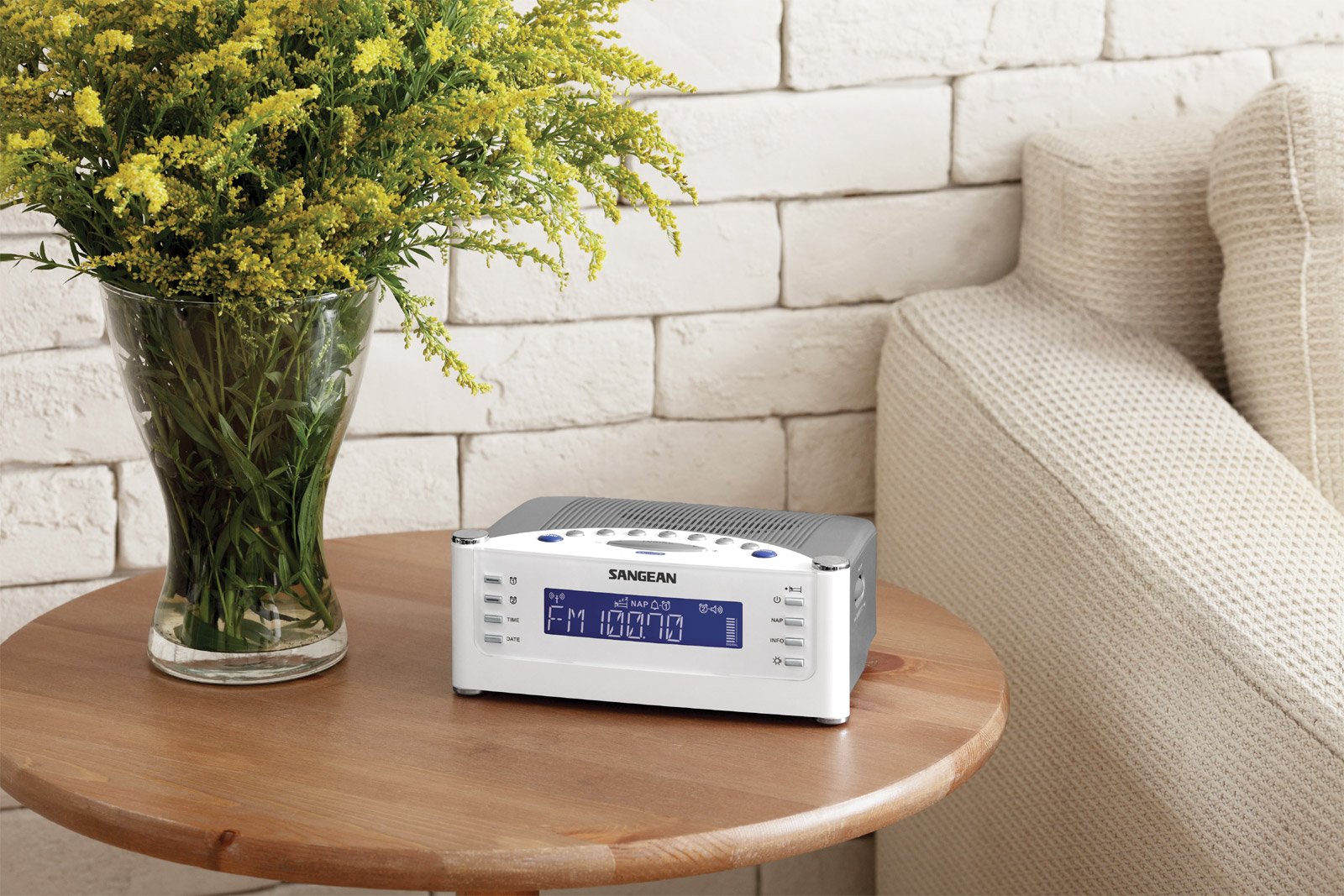 Sangean All In One Weather Atomic Am/Fm Dual Alarm Clock Radio With Large Easy To Read Backlit Lcd Display