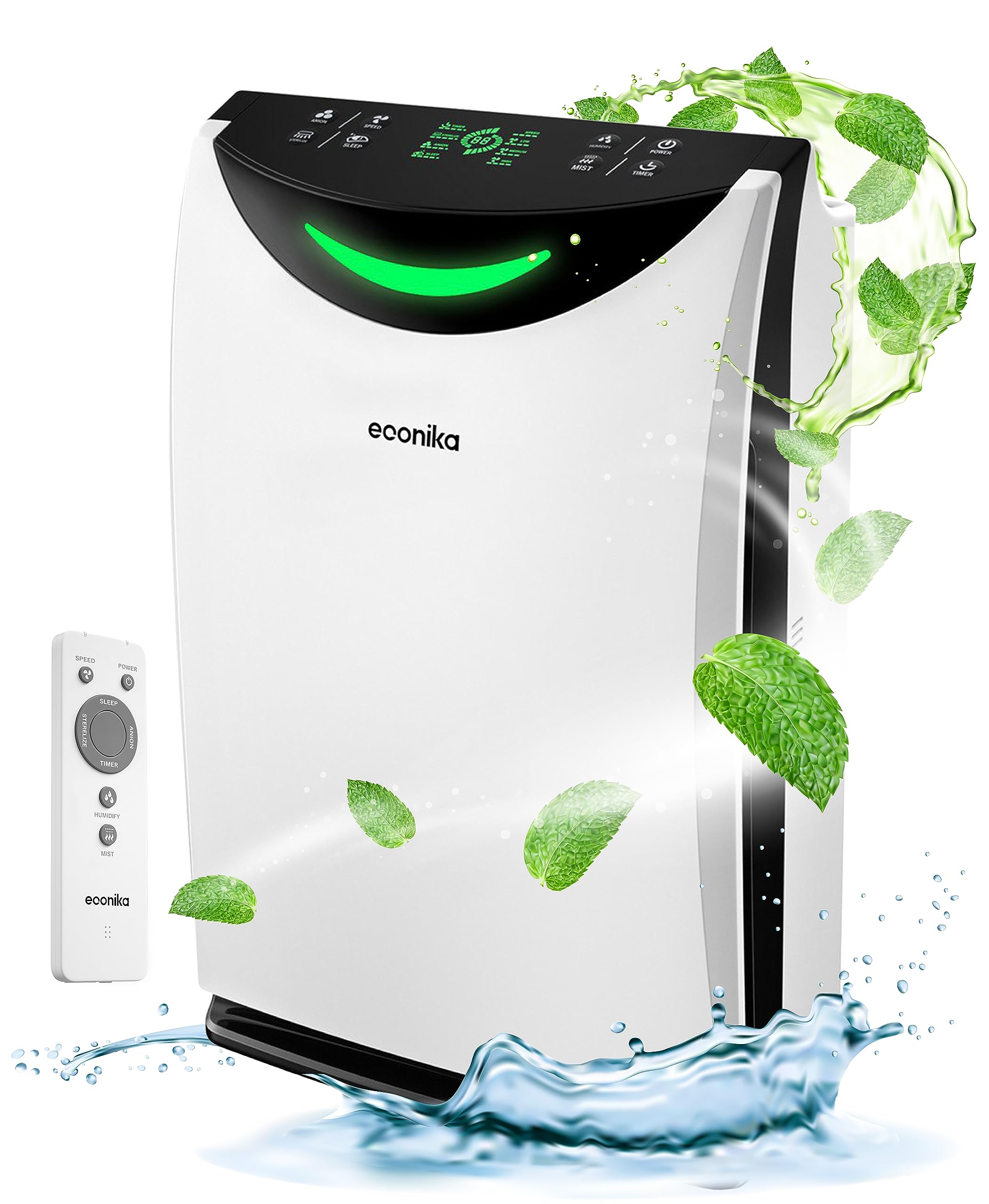 4 in 1 Humidifier and Air Purifier in One Large Room HEPA Air Purifier Humidifier Combo with UV Light, Whole House Large Room Cl