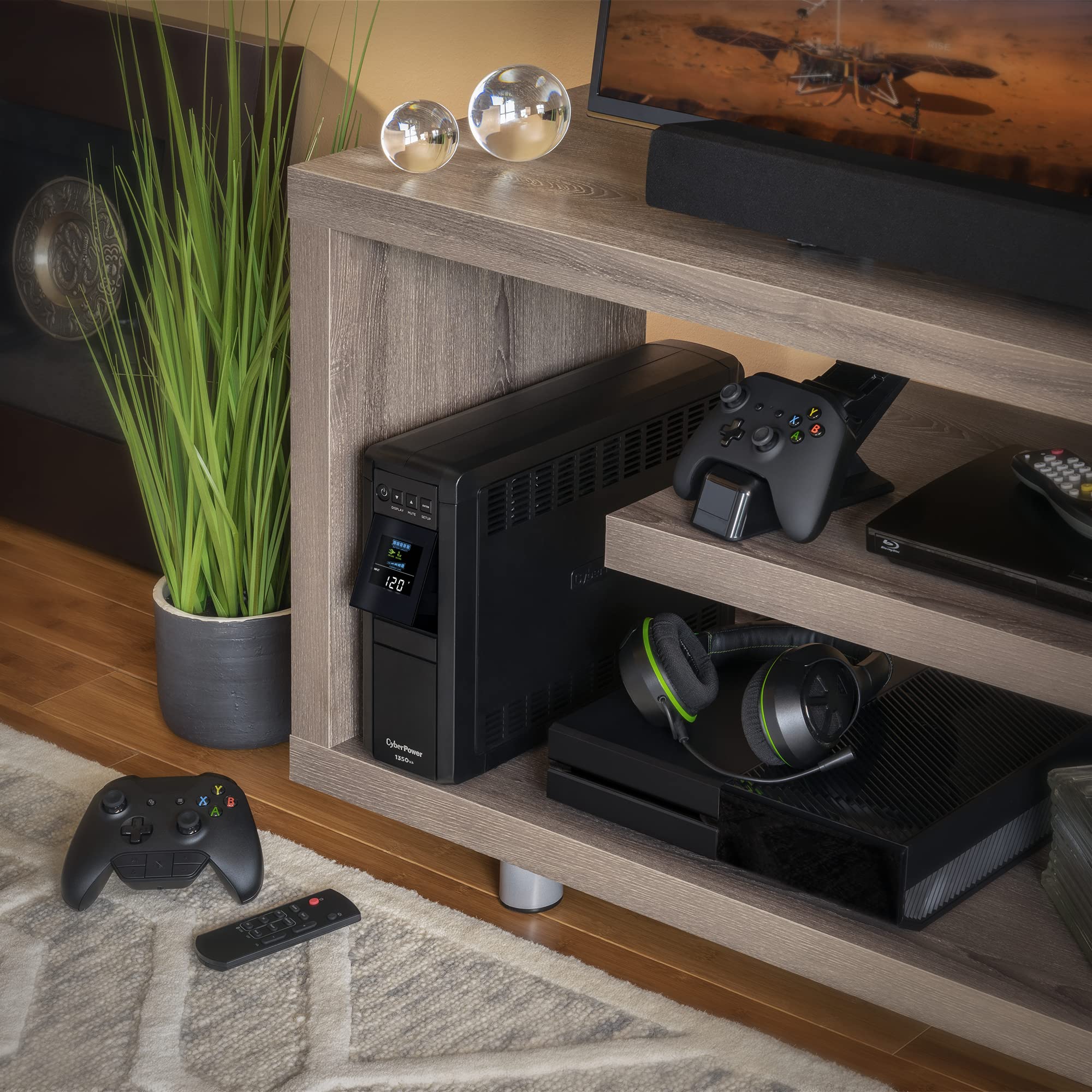 Cyberpower Cp1350Pfclcd Pfc Sinewave Ups System, 1350Va/880W, 12 Outlets, Avr, Mini Tower