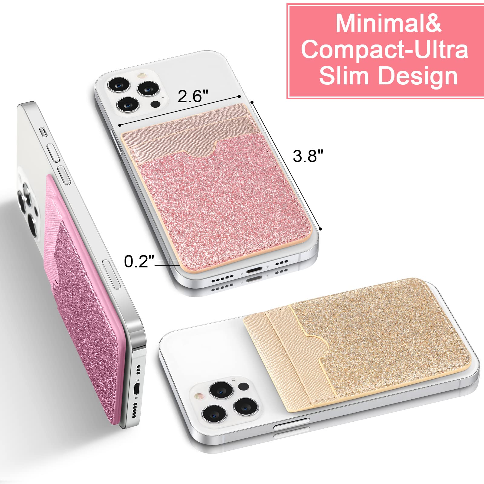 6 Pieces Phone Card Pocket Holder Phone Card Stick Pu Leather Cell Phone Card Pocket, Id Credit Card Wallet Phone Case Pouch For