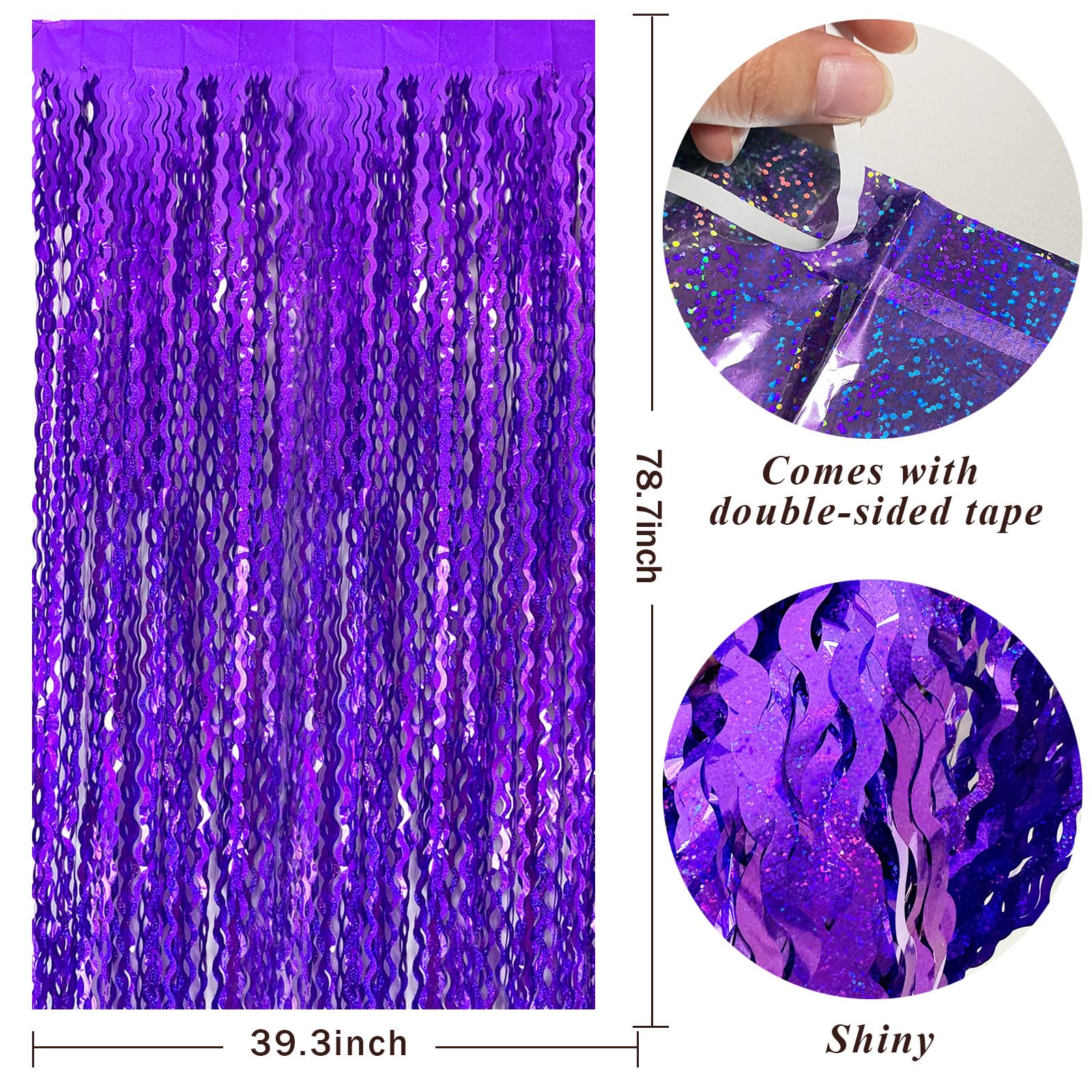 Tinsel Foil Fringe Curtains Wavy Backdrop For Parties Sparkle Metallic Wavy Foil Fringe Backdrop Curtain For Party Decorations P