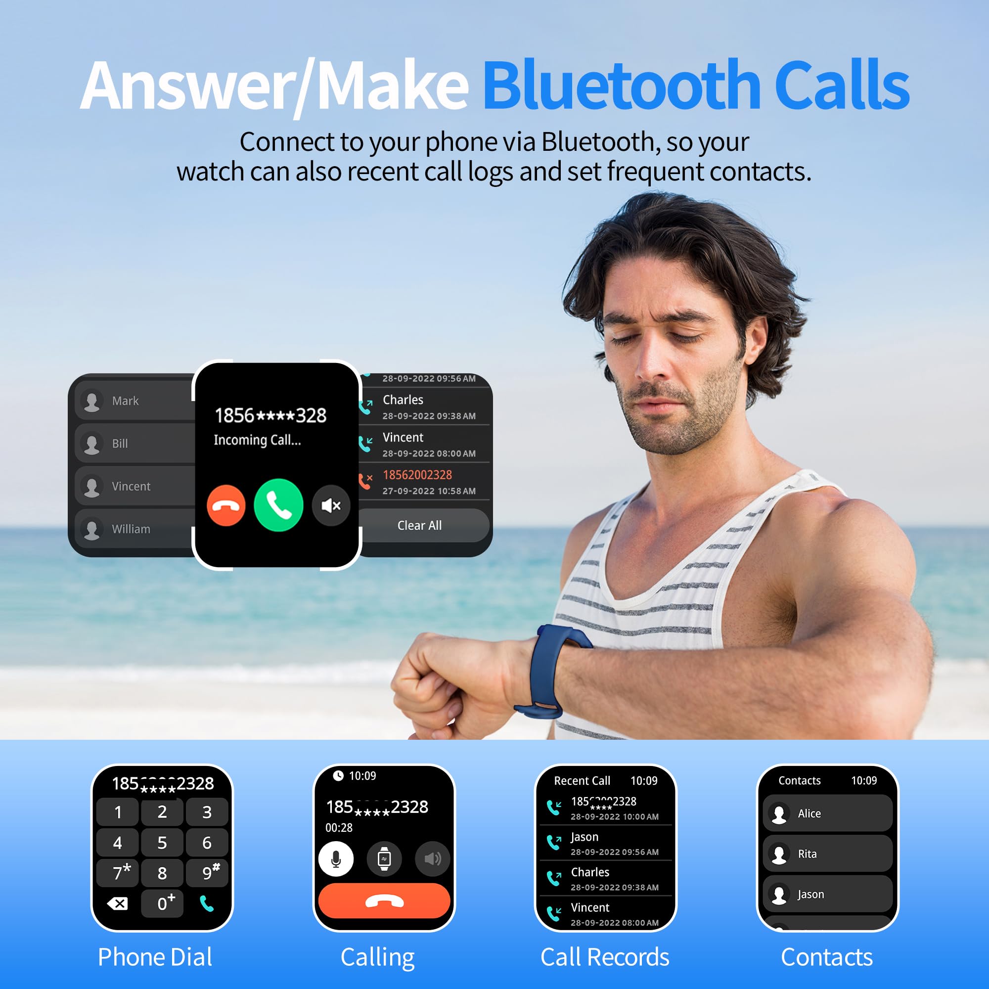 Ezon Smart Watch For Men Women (Answer/Make Call), 1.83 '' Hd Smartwatch Fitness Tracker Watch With Heart Rate/Sleep/Stress/Spo2