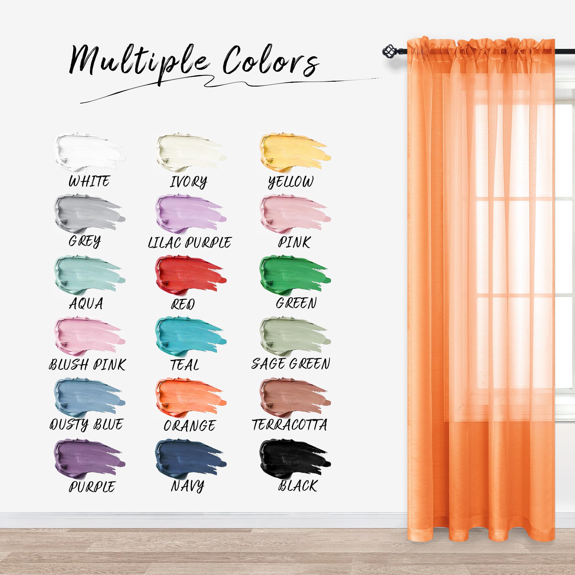 Autumn Fall Decor Orange Short Curtains 45 Inch Length For Kitchen Bathroom Windows 2 Panels Rod Pocket Thanksgiving Havest Smal