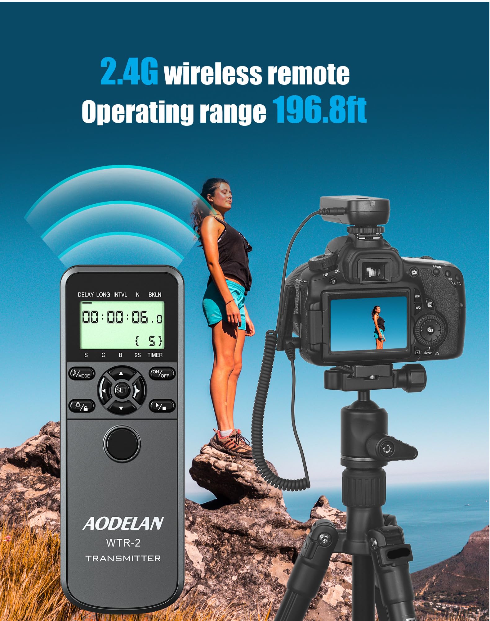 Wireless Timer Shutter Release Compatible With Canon Cameras, Aodelan Intervalometer Remote Control For Canon R6 R 60D 70D 80D 6