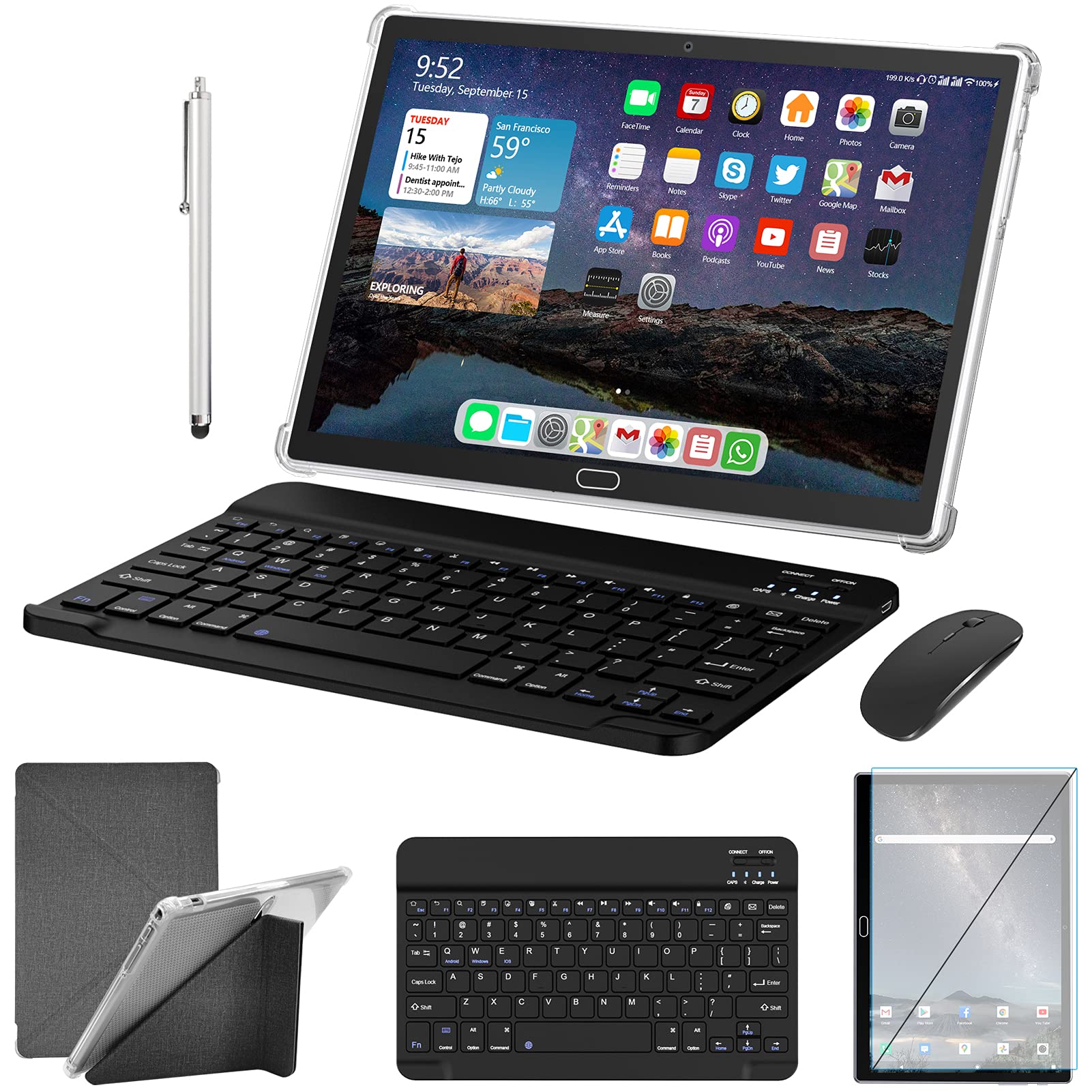 2 In 1 Tablet 10.1 Inch, Android 13.0 Tablets, 64Gb/128Gb Rom, Dual 4G Cellular With Keyboard, 18Mp Camera, Octacore Processor,