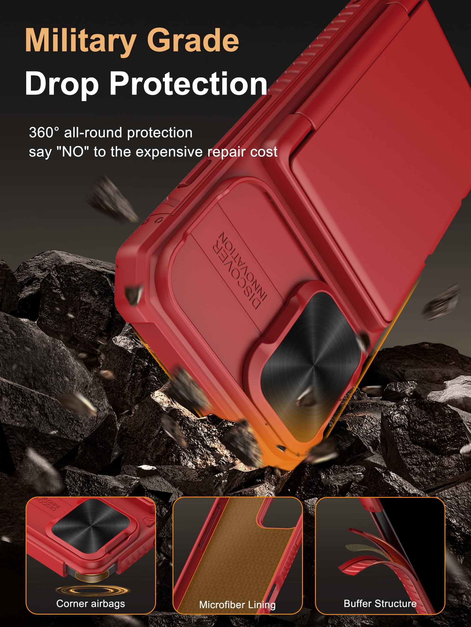 Vihibii For Iphone 16 Wallet Case With Card Holder (4 Cards) [Rfid Blocking] & Slide Camera Cover & Raised Edges Protect Screen,