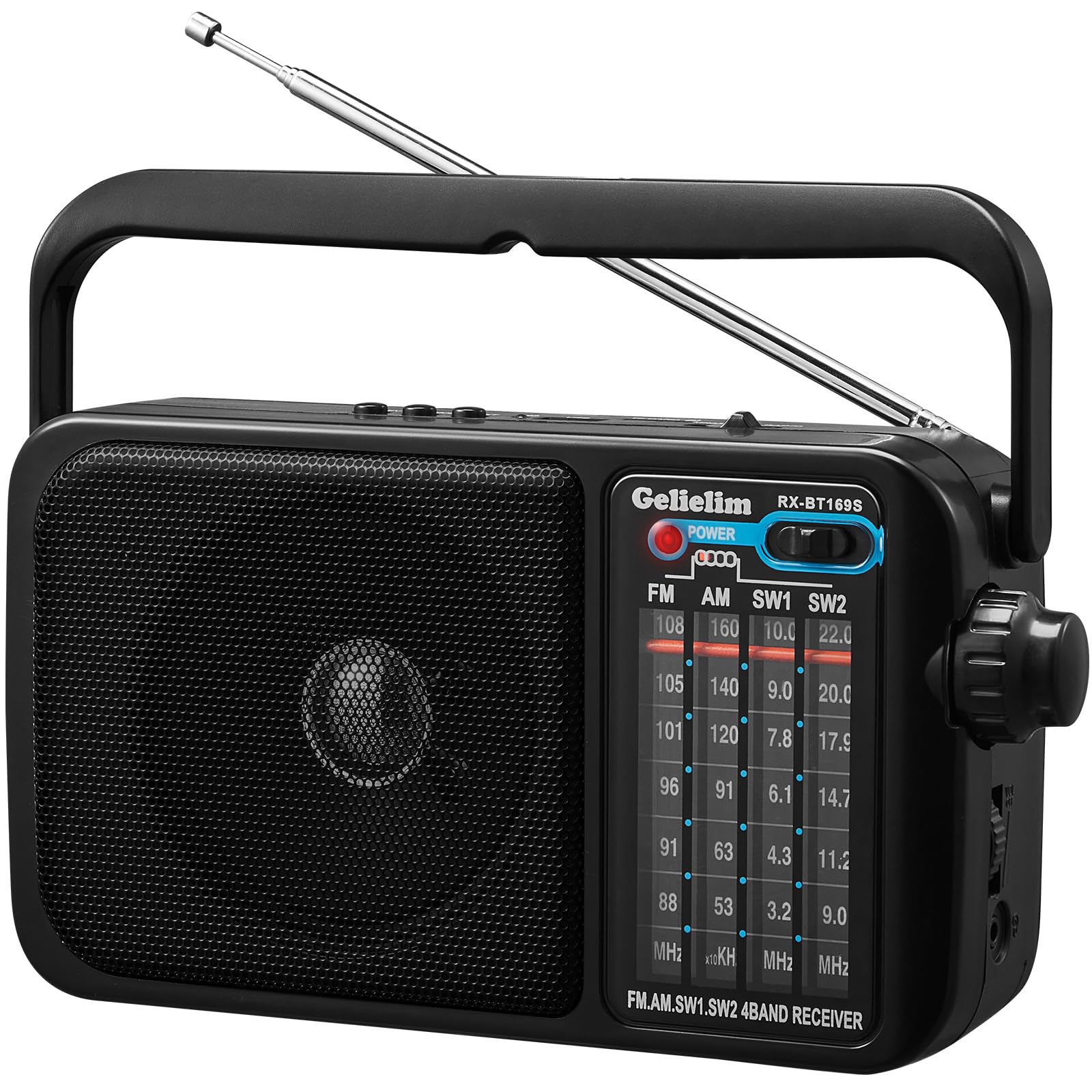 Gelielim Radio Portable Am Fm With Bluetooth Loud Speaker, Radio Plug In Wall Or Battery Powered Best Reception For Home Or Outd