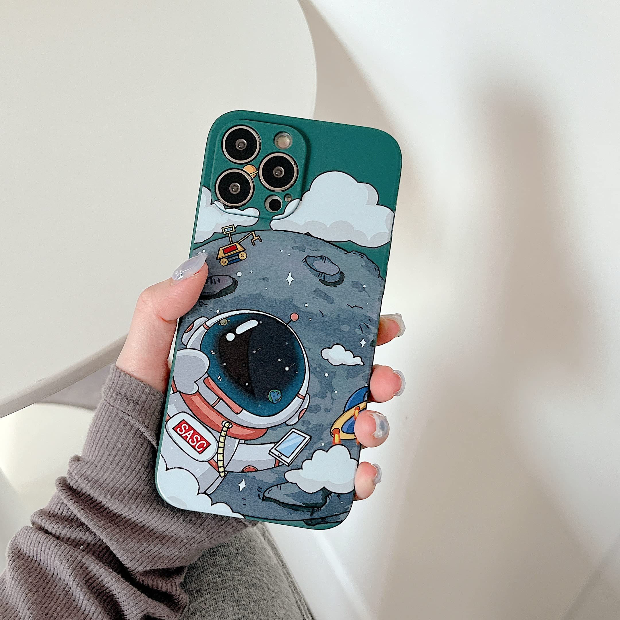 Yonds Queen For Iphone 13 Cute Case, Cool Cartoon Astronaut Planet Moon Space Design Stylish Soft Tpu Bumper Shockproof Anti Sli
