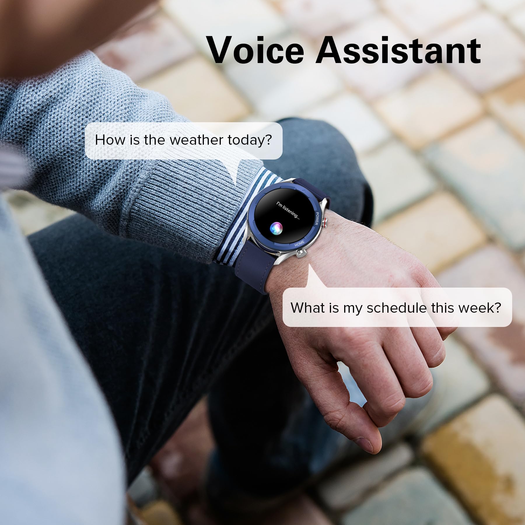 Bribejat Smart Watch For Men Answer/Make Call, Hd 1.32 '' Zinc Alloy Case Smartwatch, Voice Assistant Waterproof Activity Tracke