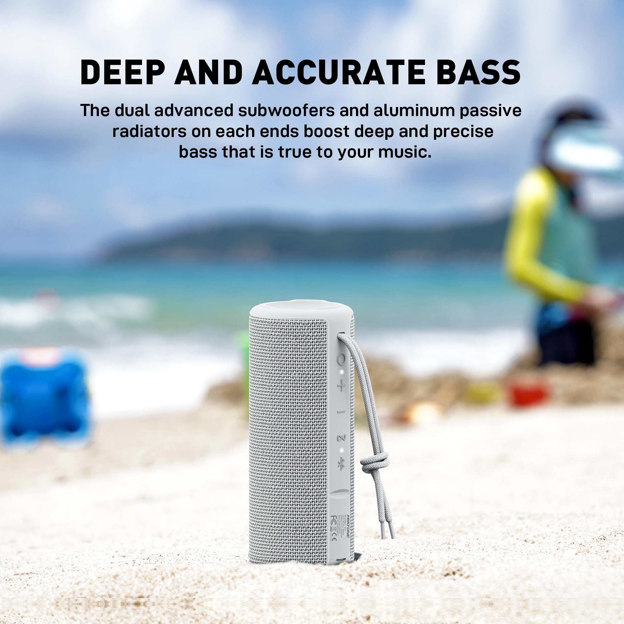 Miatone Portable Bluetooth Wireless Speaker Waterproof Shower Speaker   Grey