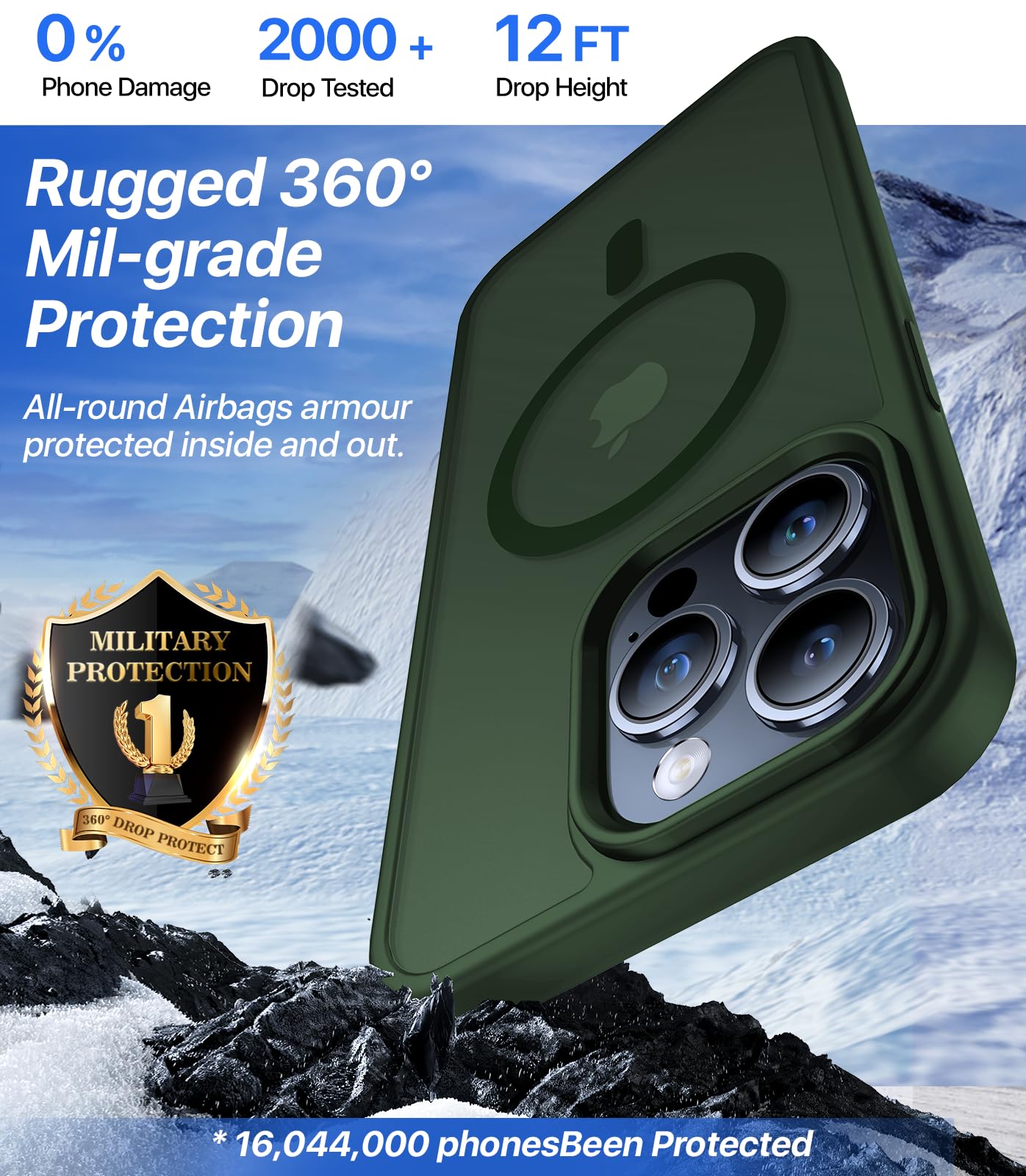 Aulofe Magnetic Shockproof For Iphone 16 Pro Max Case, Skin Friendly[Compatible With Magsafe] [Military Grade Drop Protection]An