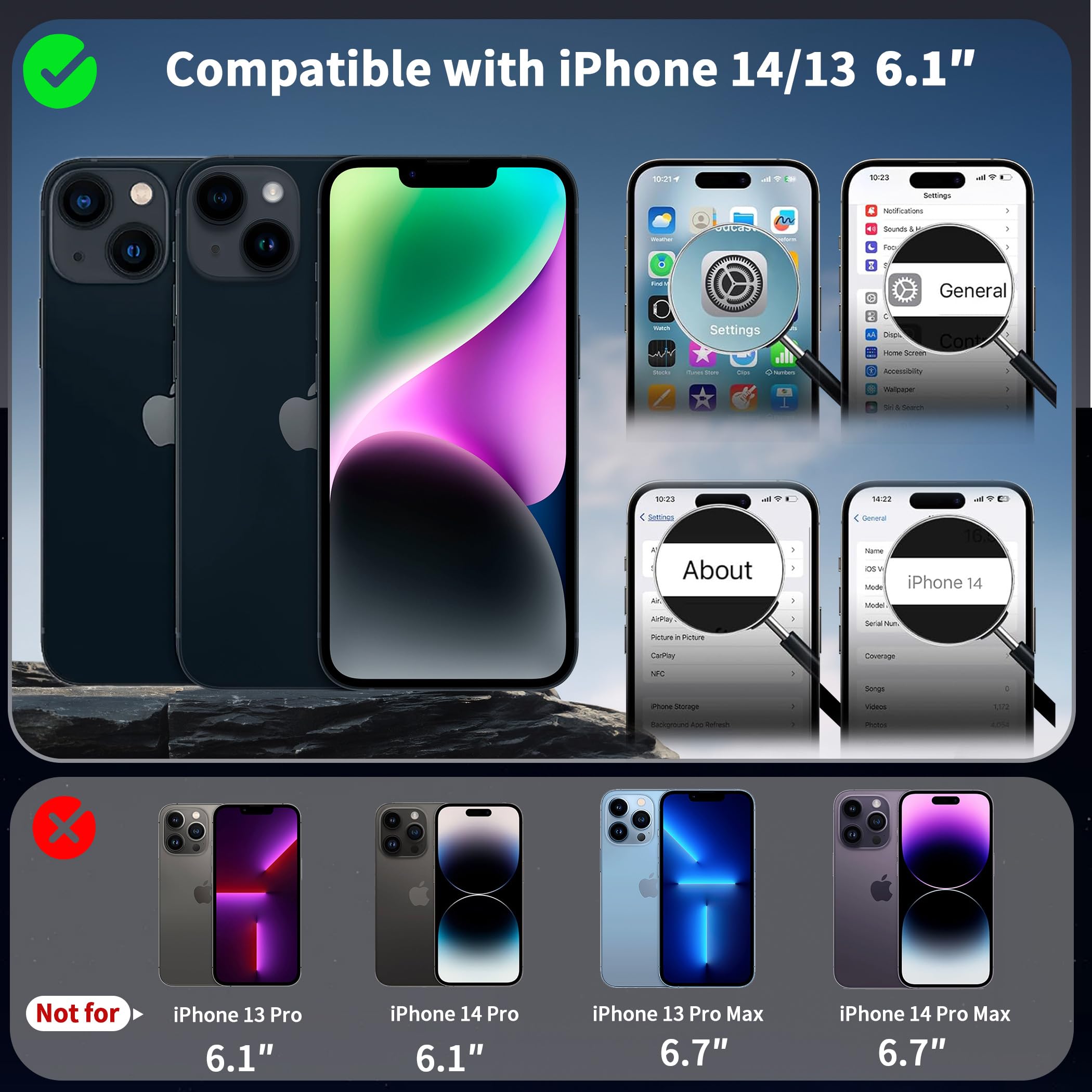 Cacoe Magnetic Case For Iphone 13/14 6.1 Inch With 360 Rotatable Ring Phone Stand,Compatible With Magsafe & Magnetic Car Phone M