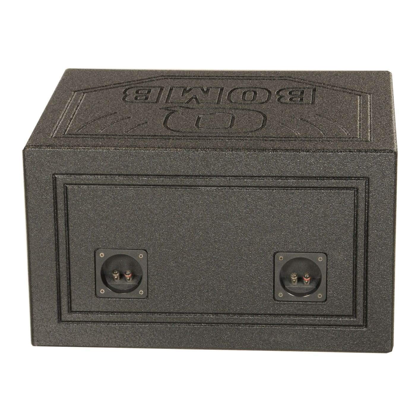 Q Power Dual 10" Vented Subwoofer Enclosure Box, Black, Model QBOMB10TB, Durable Bedliner Spray, Spring Loaded Terminals