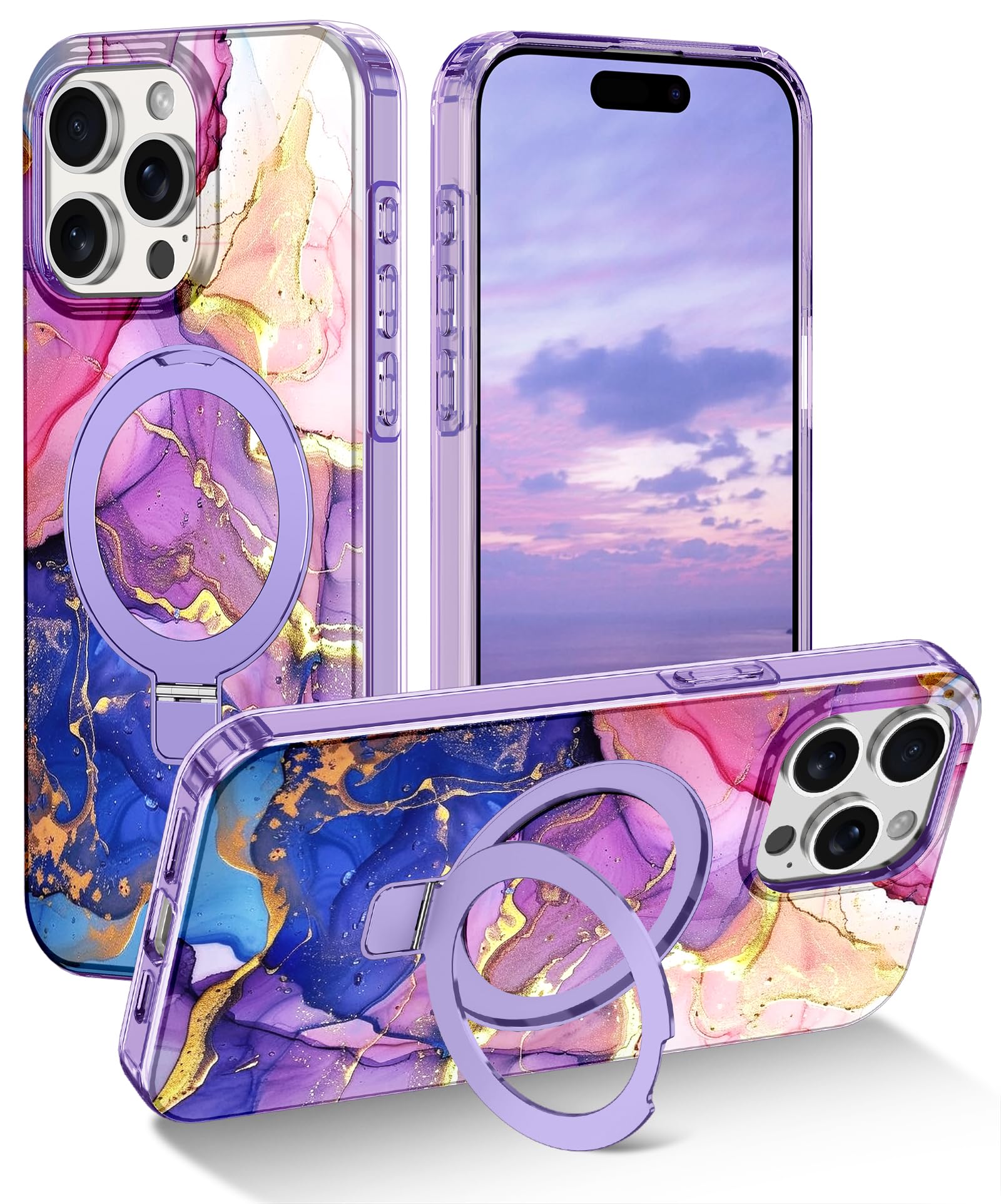 Lamcase For Iphone 15 Pro Max Case With Magnetic Invisible Ring Stand [Compatible With Magsafe], Full Body Rugged Slim Women Men