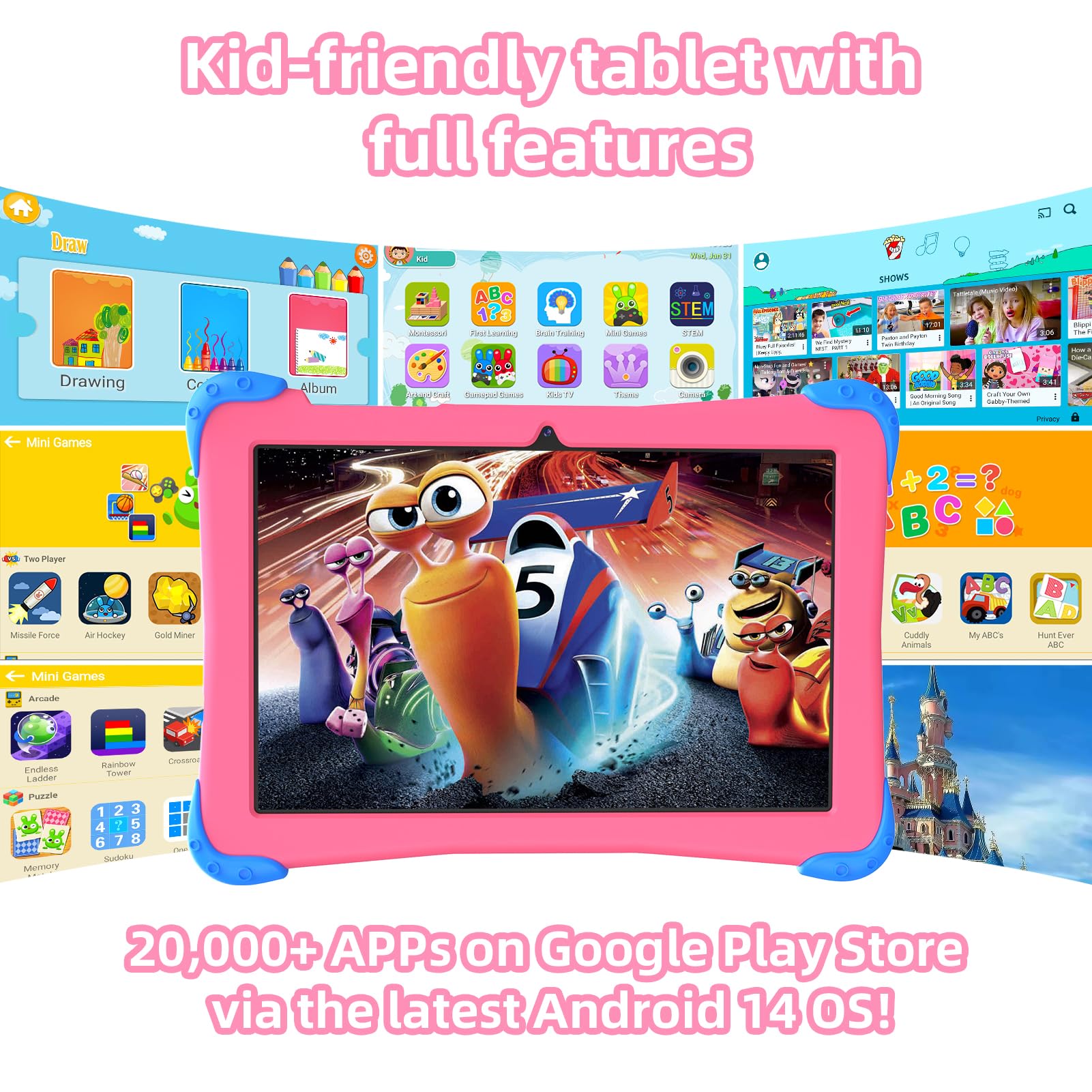 Fivahiva Kids Tablet, 10 Inch Android 14 Tablet For Kids 2 14 Ages, Octa Core, 8+64Gb(512Gb Expand), 6000Mah, Parental Controls,