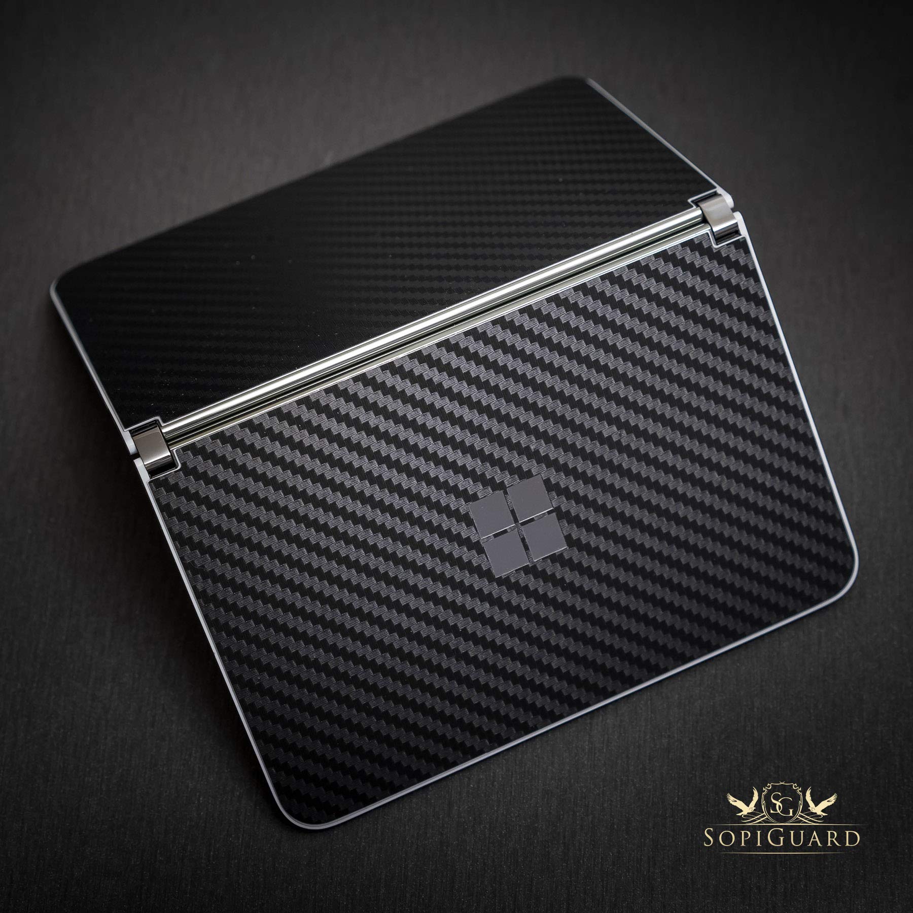 Sopiguard Sticker For Surface Duo Phone Edge To Edge Precision Vinyl Skin Wrap (Forged Carbon)