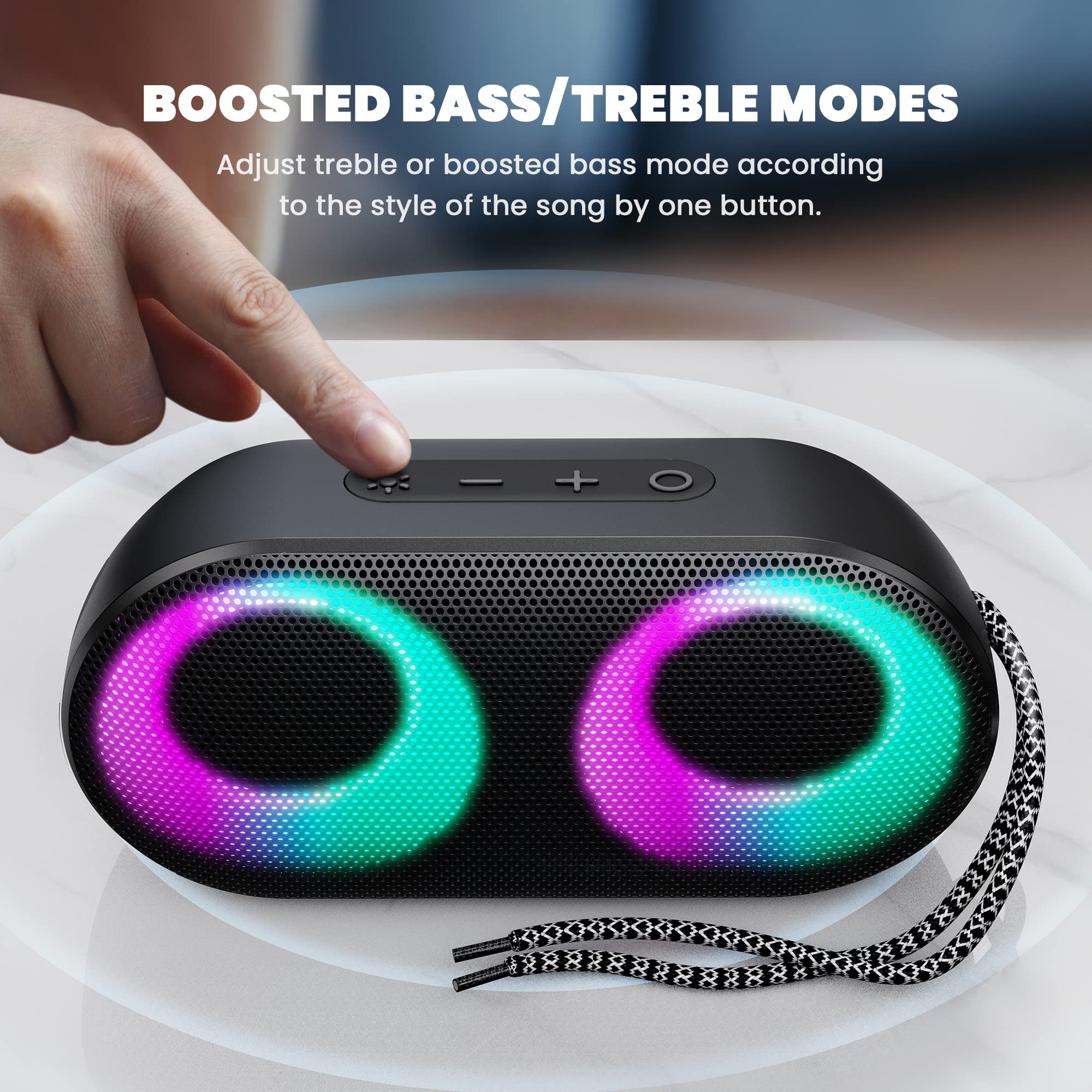 Miatone Portable Bluetooth Speakers With Lights, Bluetooth Speaker Kids, 15W, Ipx7 Waterproof, Bluetooth 5.3, 24H Playtime, Buil
