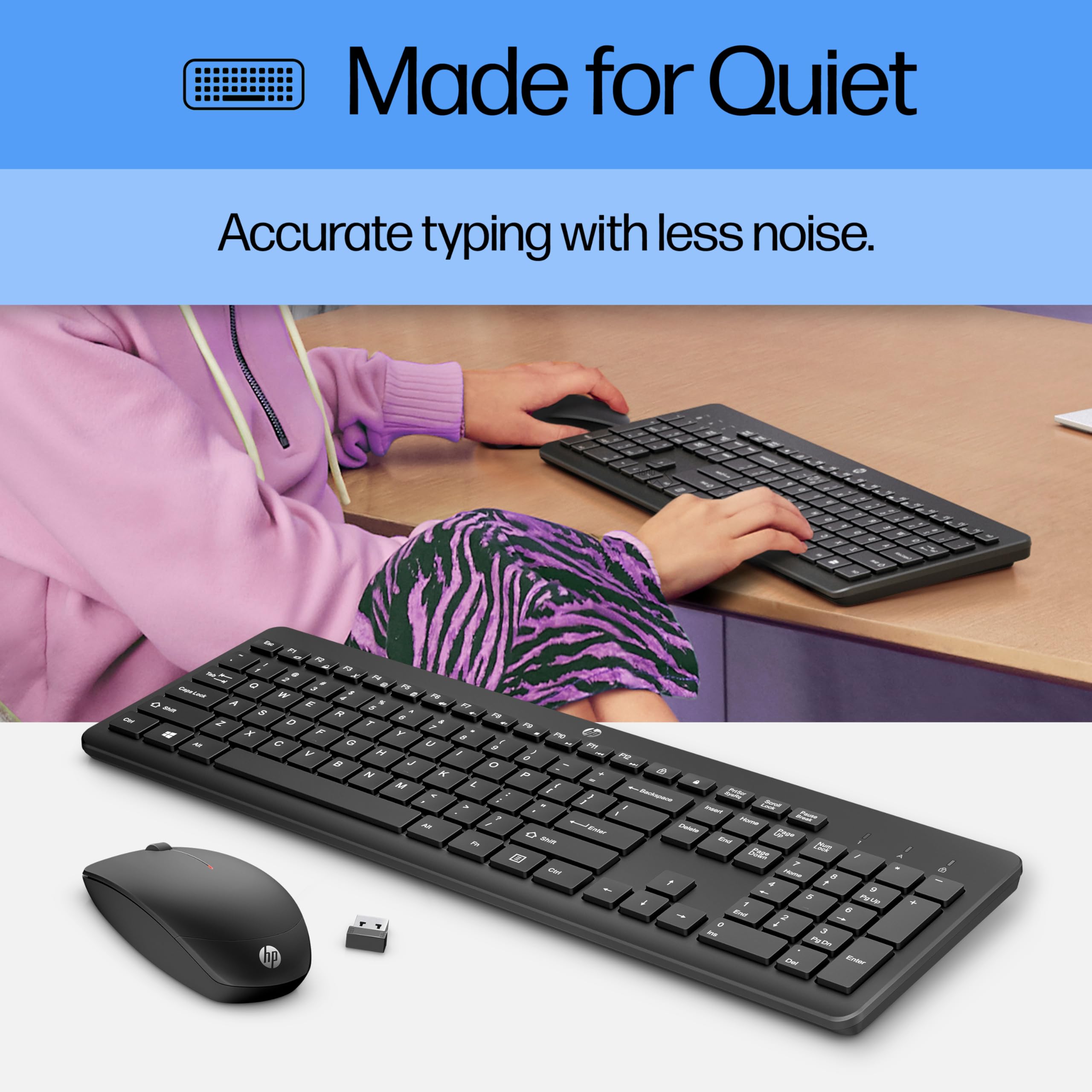 Hp 230 Wireless Mouse And Keyboard Combo - 2.4Ghz Wireless Connection - Long Battery Life - Durable & Low-Noise Design - Windows
