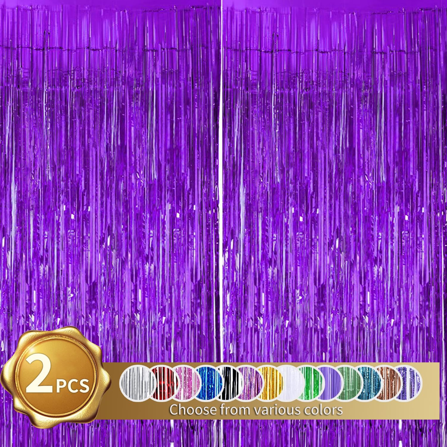 Beishida 2 Pcs Light Purple Violet Door Streamers Tinsel Curtain Party Streamers Backdrop Fringe Foil Wall Background For Birthd