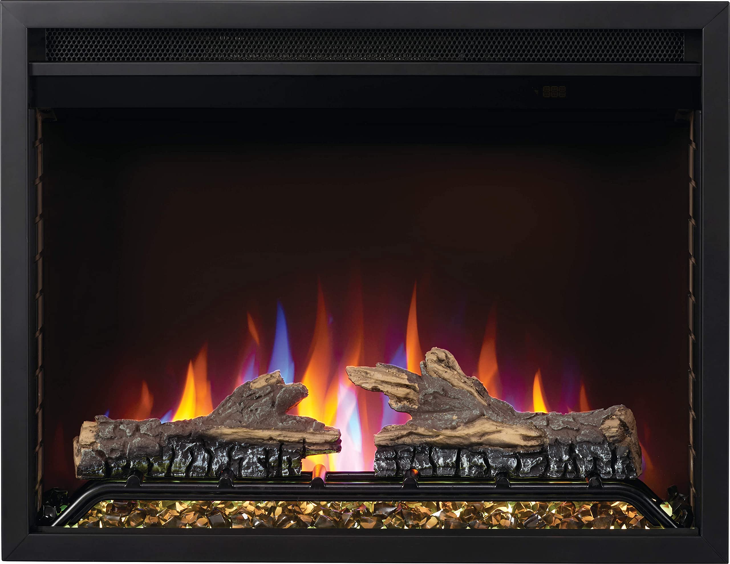 Napoleon Cineview 26   Nefb26H   Built In Electric Fireplace, 26 In, Black, Glass Front, Glass Crystal Ember Bed, Optional Burnt