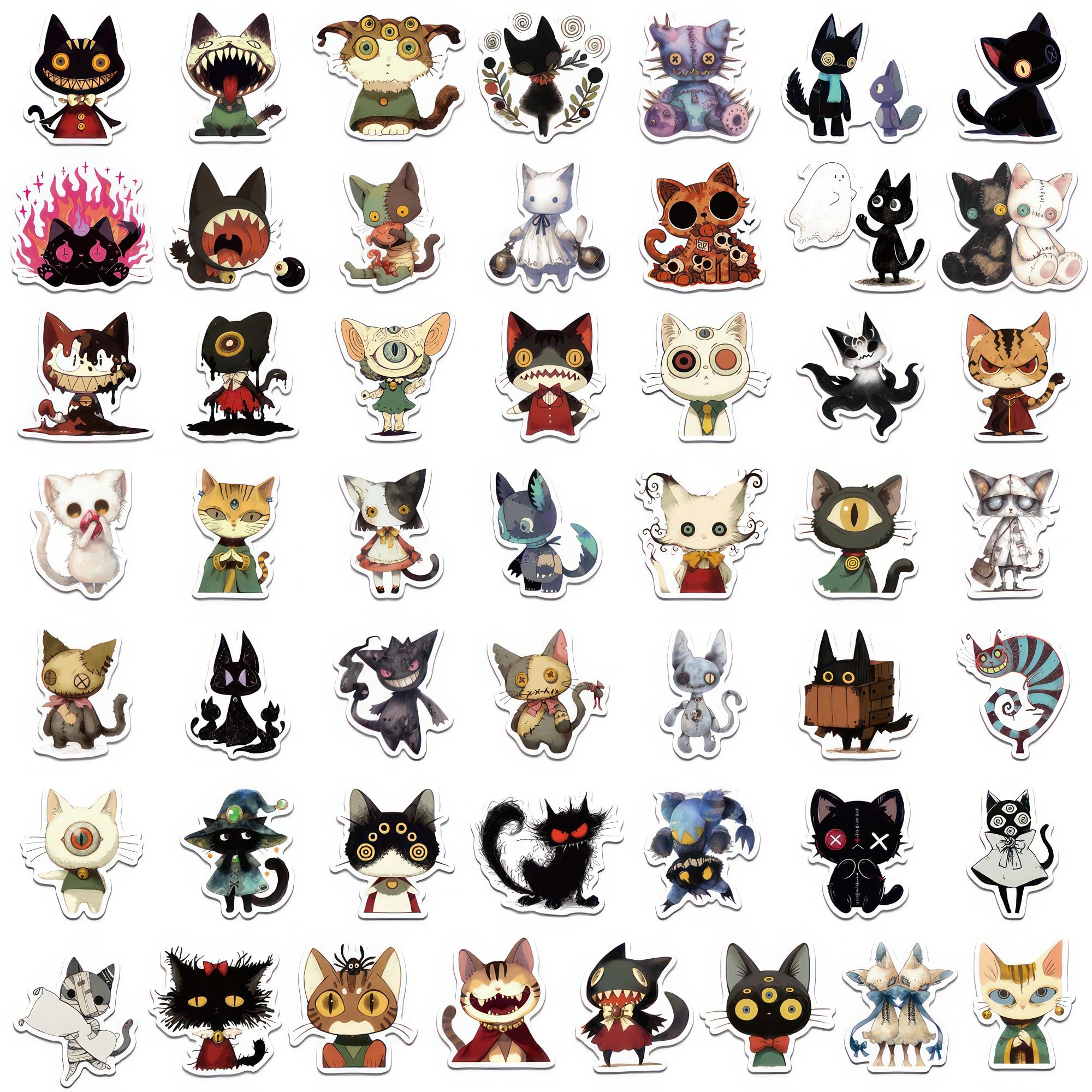 Witchy Stickers 50 Horror Stickers Black Cat Stickers For Adults Teens Gothic Cat Accessories Fairy Tale Stickers Cat Meme Stick
