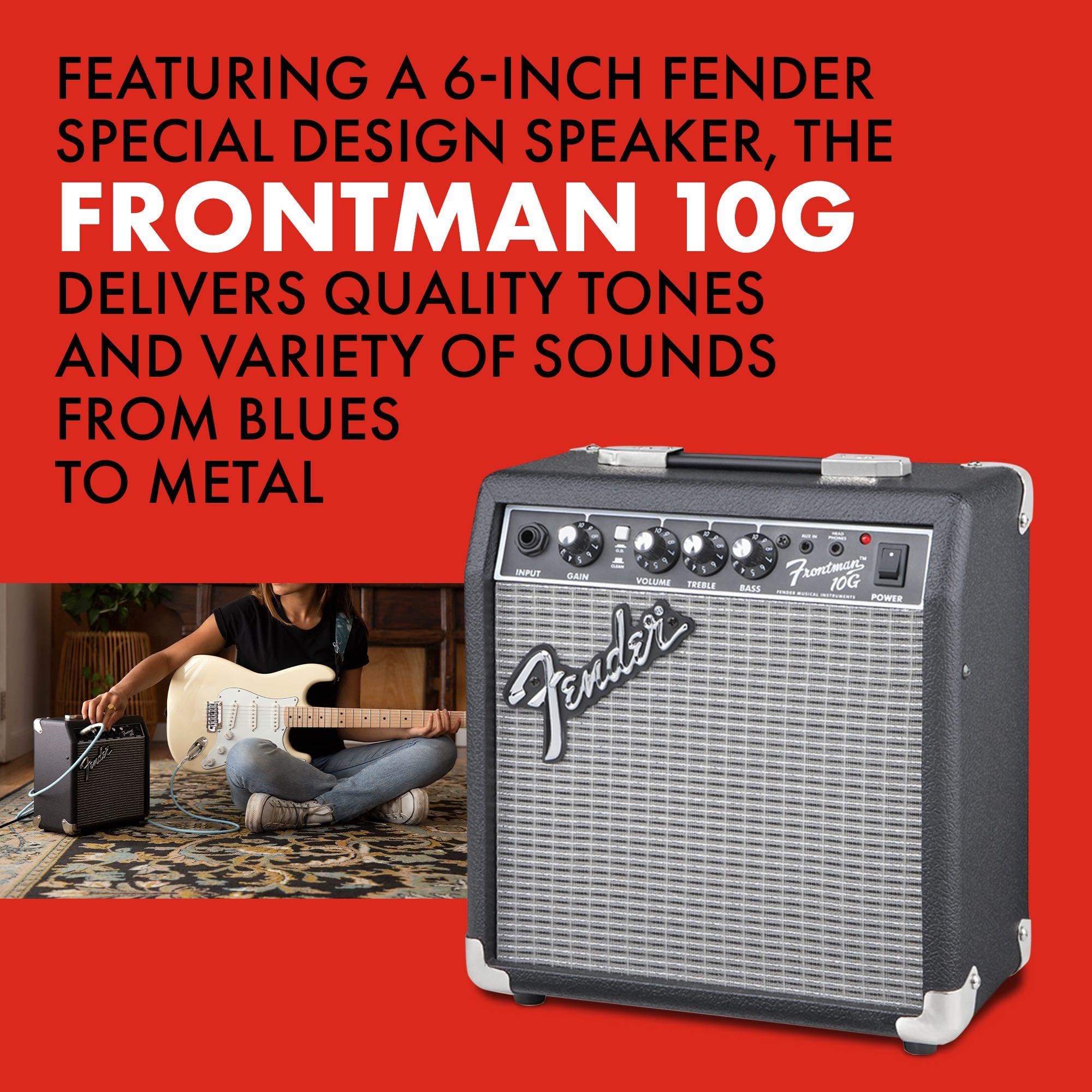 Fender Frontman 10G Guitar Amp, 10 Watts, With 2 Year Warranty, 6 Inch Fender Special Design Speaker, 5.75Dx10.25Wx11H Inches