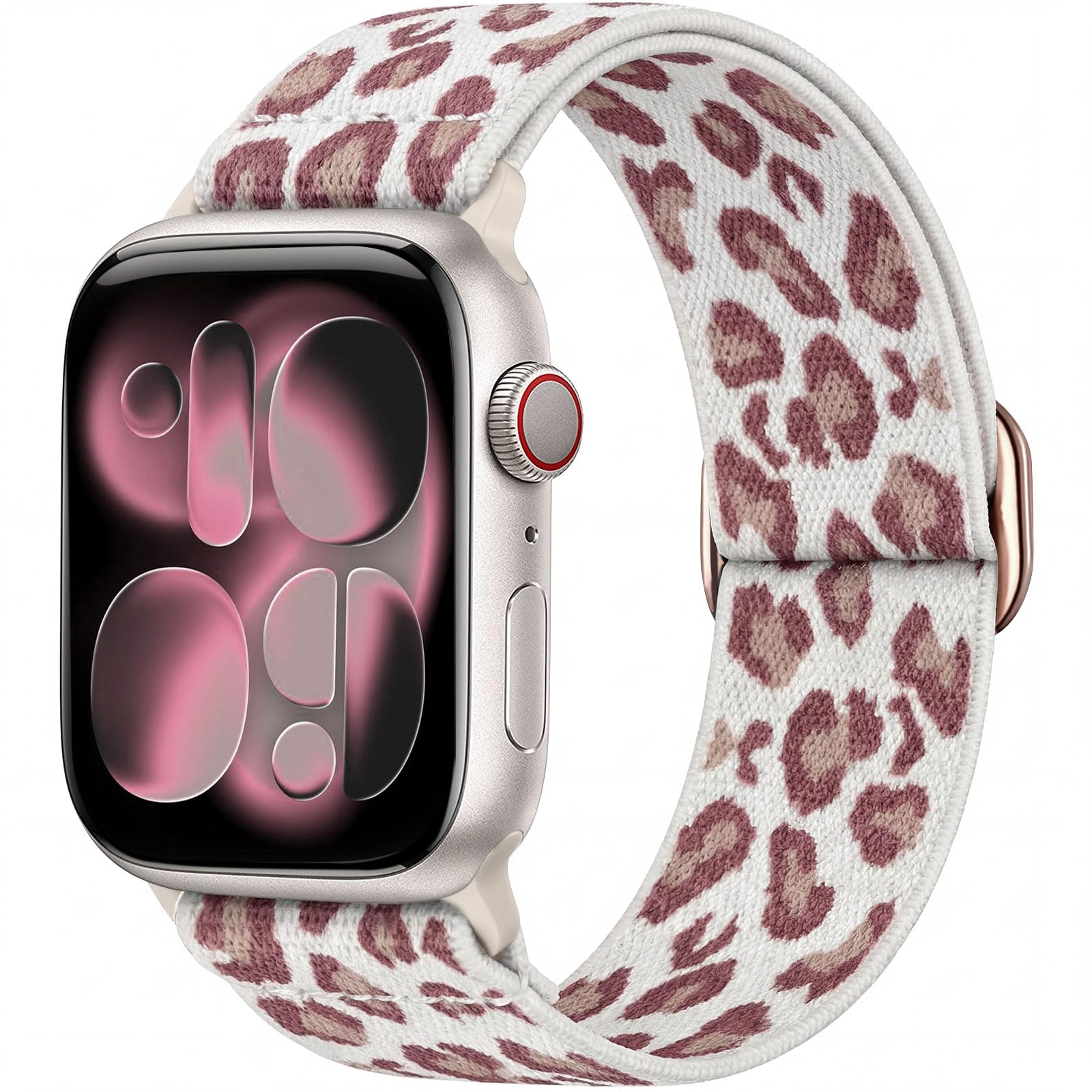 Ynitec Leopard Stretchy Band for Apple Watch 40mm 38mm 41mm 42mm, Sport Nylon Ankle/Arm Strap for iWatch Series 11-1, SE/Ultra 3