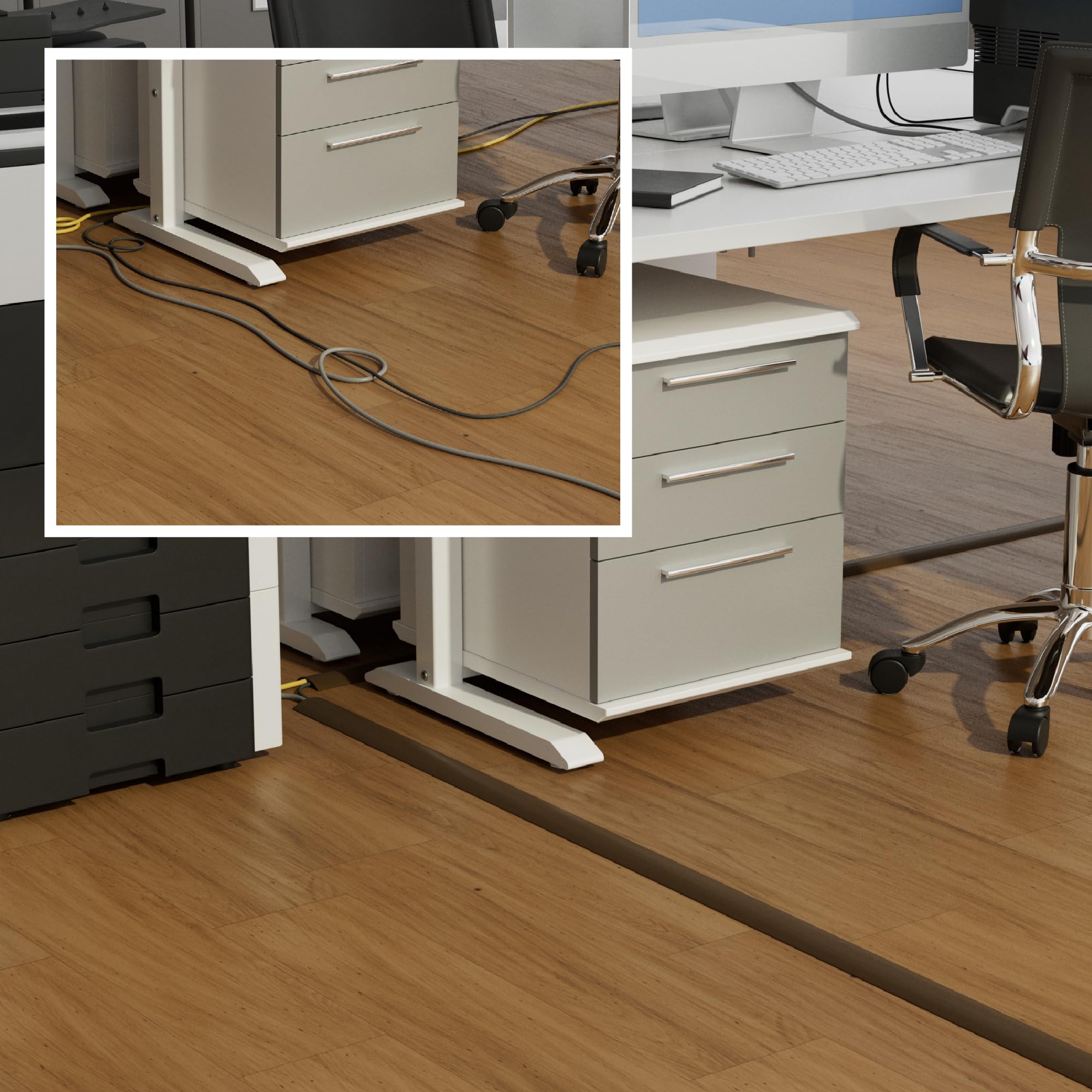 D Line 6Ft Floor Cord Cover, Cable Protector, Hide Extension Cords, Protect Cords, Prevent Cable Trips, Heavy Duty Cord Hider