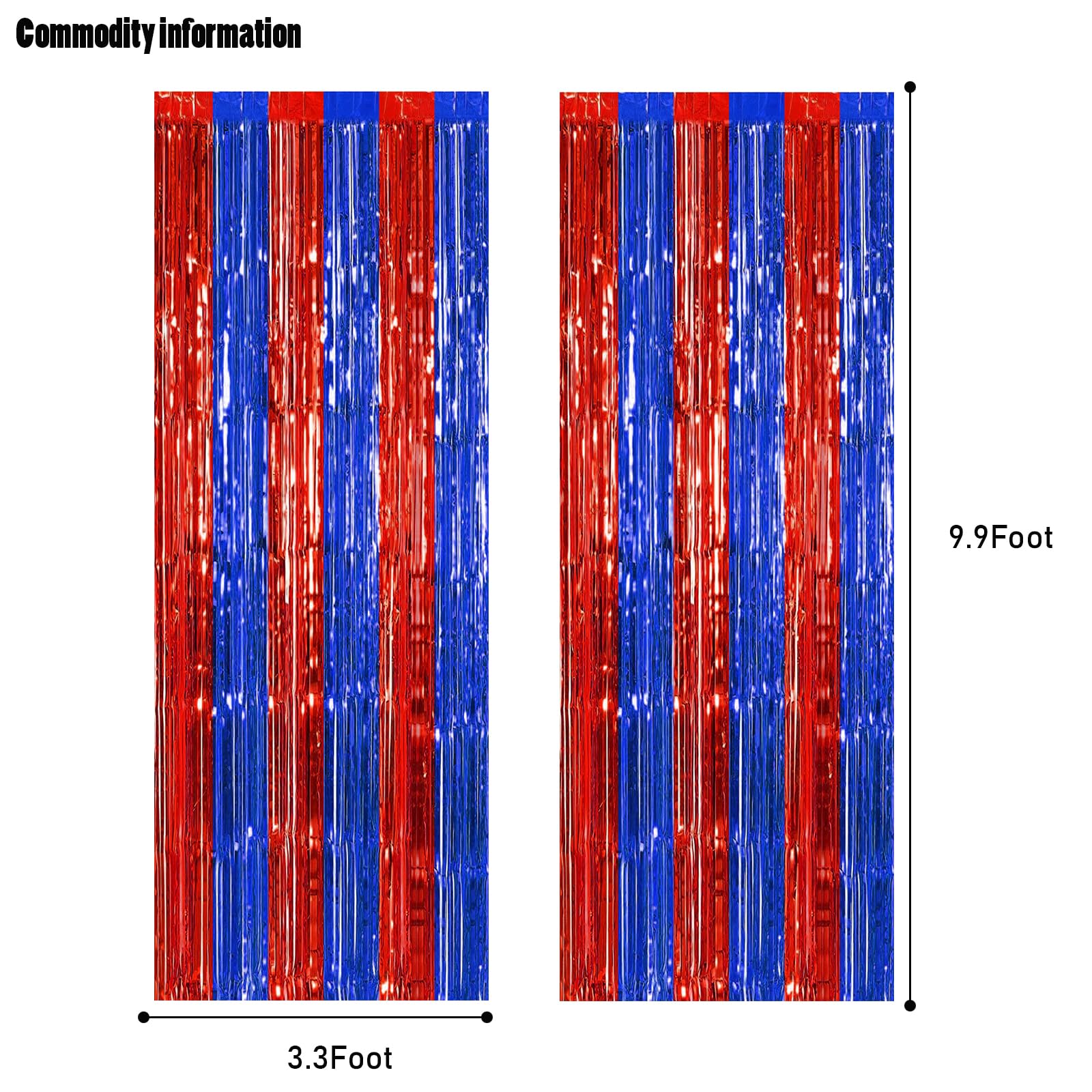 Canrevel 2 Pack 3.3X8.2 Feet Blue And Red Foil Fringe Backdrop Curtains, Tinsel Streamers Birthday Party Decorations, Fringe Bac