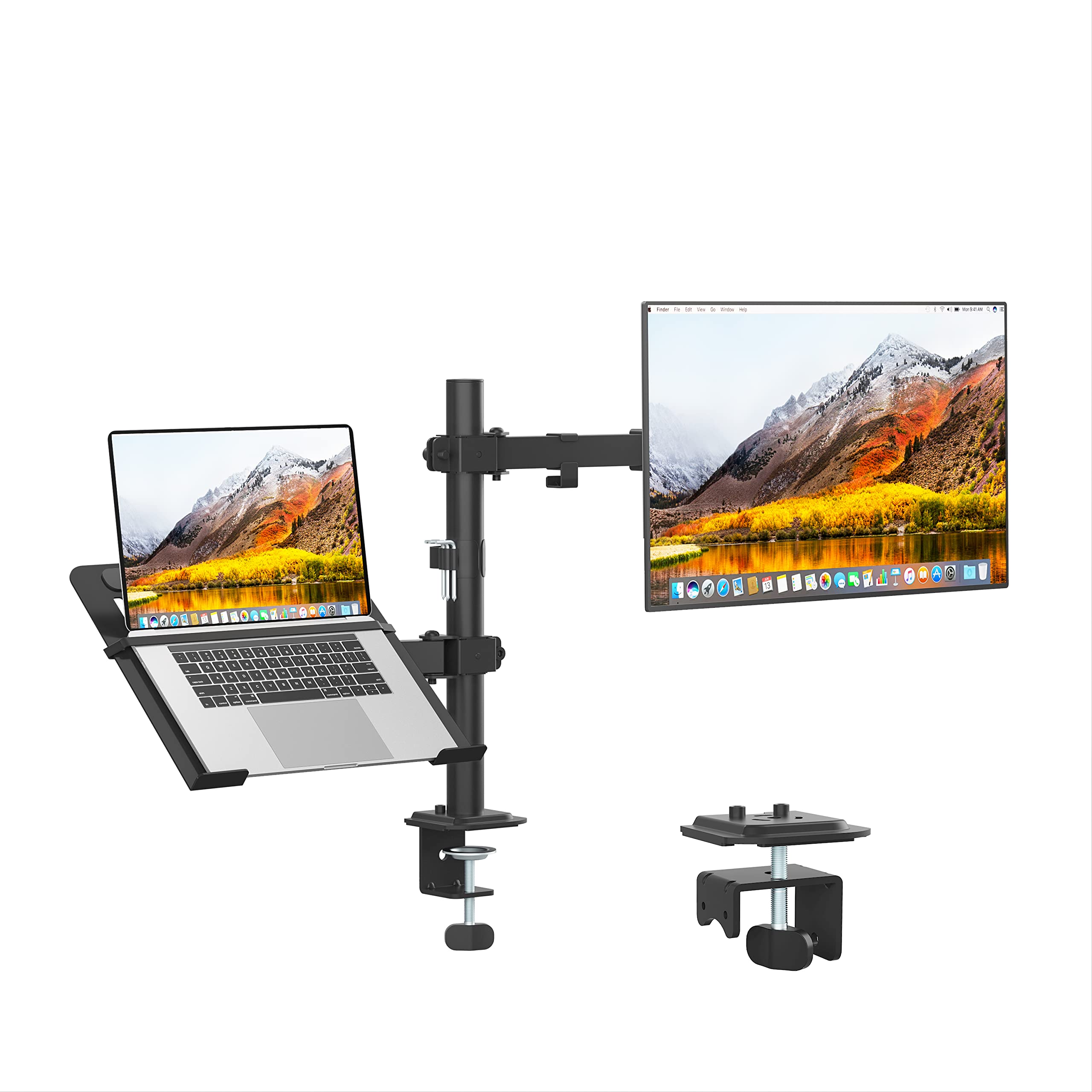 Upgravity Monitor And Laptop Mount, Monitor Arm With Laptop Tray For 13'' To 27'' Lcd Computer Screens And Notebook Up To 17 Inc