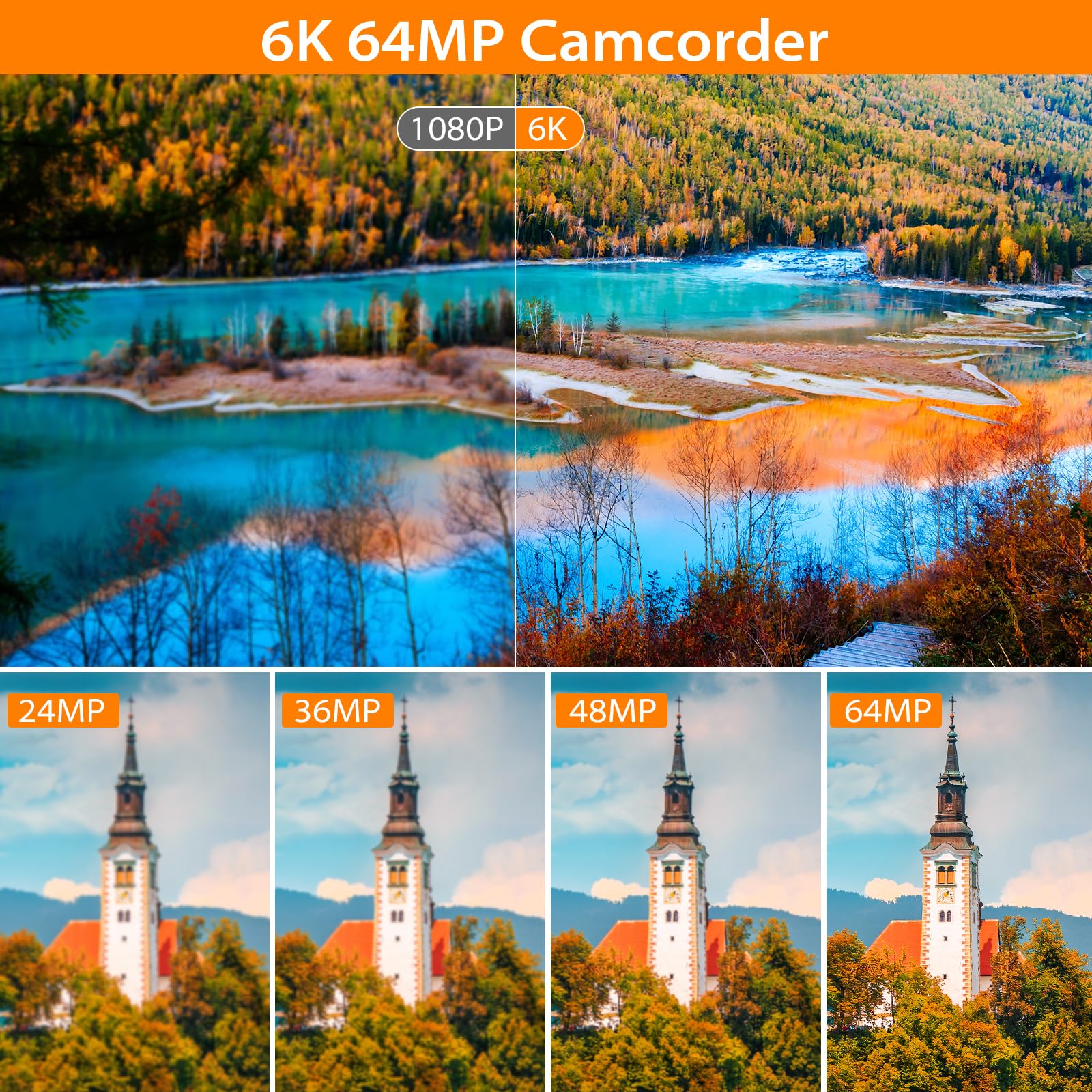 Muraux 6K Video Camera Camcorder Vloging Camera For Youtube 18X Digital Zoom 3.0 Touch Screen Wifi Camera With Microphone, 2.4G