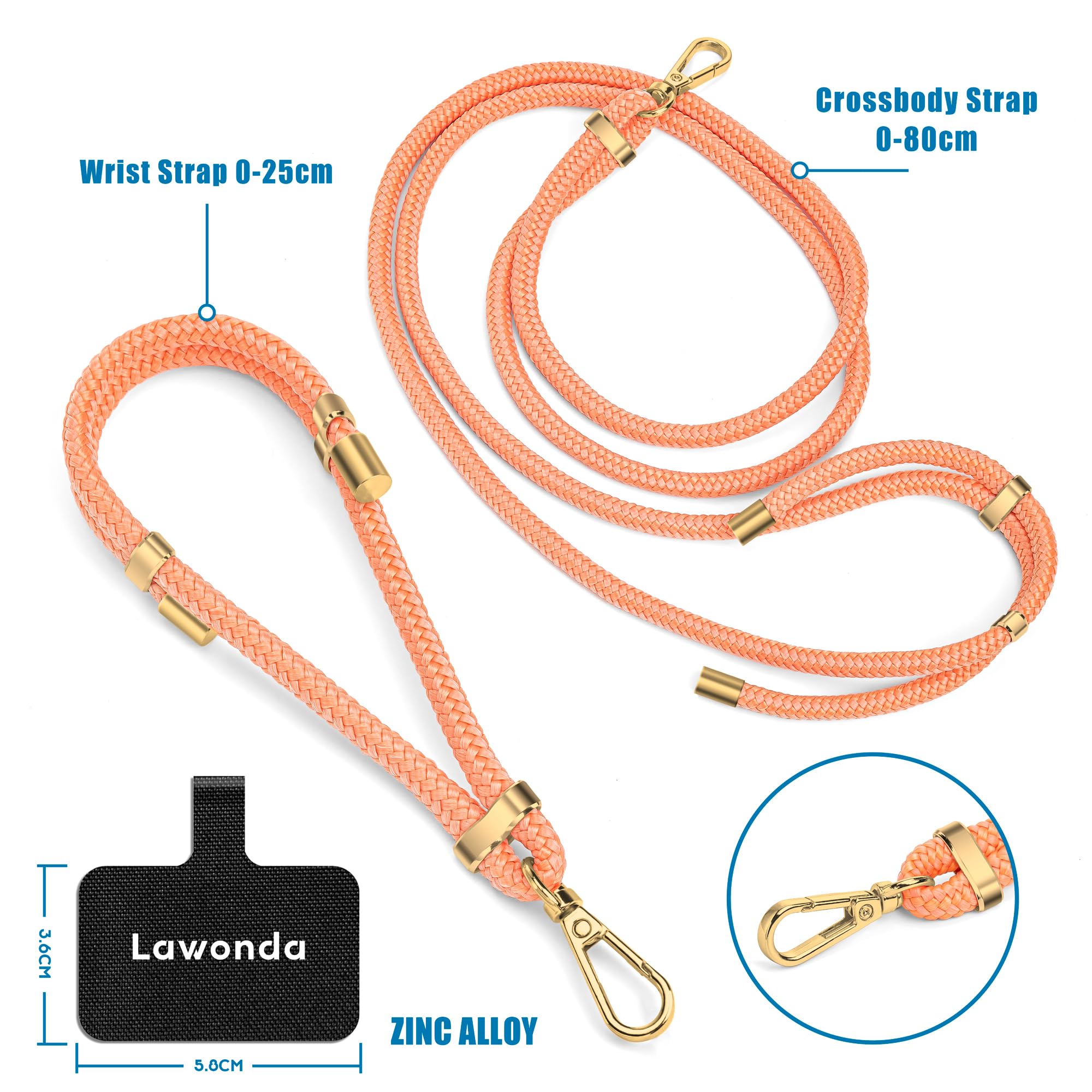 Lawonda 2 Pads Phone Lanyard Adjustable Crossbody Cell Phone Strap Universal Phone Wrist Lanyard 2Pcs Phone Patch Tether Tab