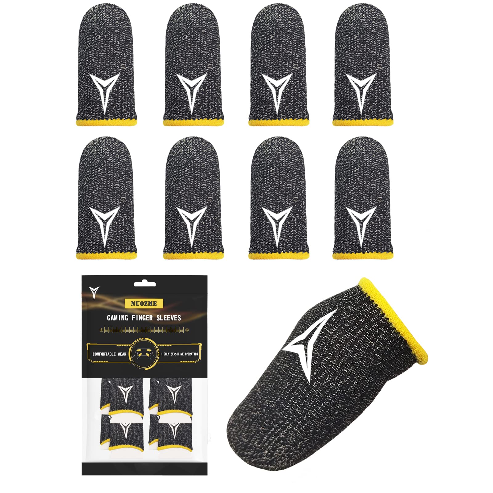 8 Pack Gaming Finger Sleeves For Mobile Gaming, 0.3Mm Silver Fiber, Smooth Operation, Anti Sweat, Extremely Thin, Nuozme Finger