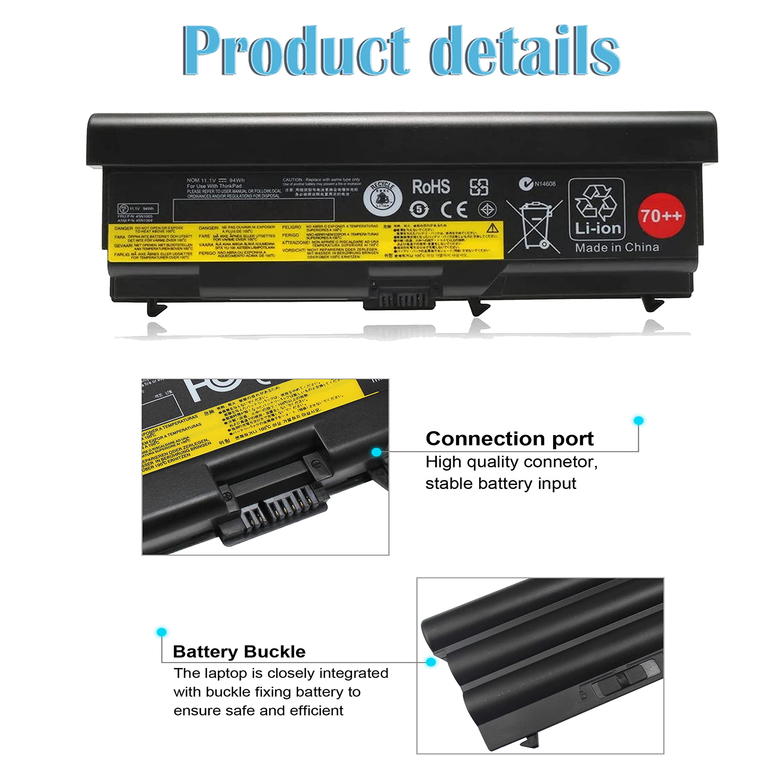 Bovekeey T430 W510 70++ 0A36303 Battery 94Wh For Lenovo Thinkpad T420 T410 T530 T520 T510 W530 W520 L430 L420 L412 L530 L520 L51