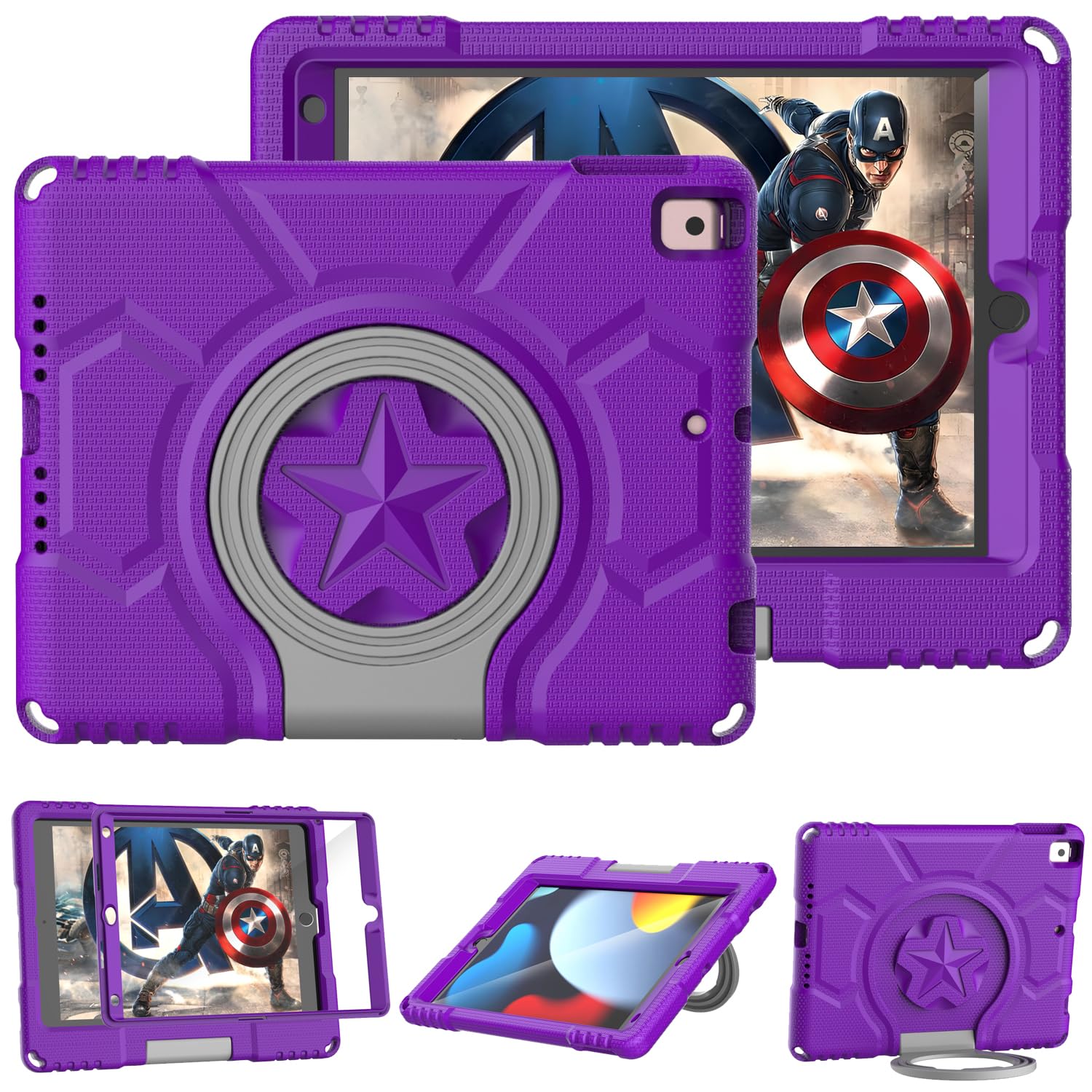 Dicekoo Kids Case For Ipad 9Th/8Th/7Th Generation 10.2 Inch 2021/2020/2019 Release, With Built In Screen Protector Shockproof Ha